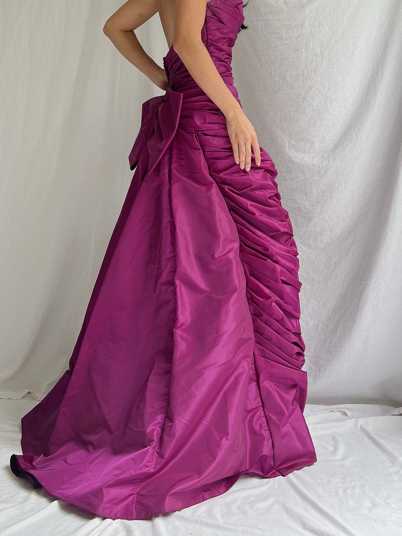 1990s Victor Costa Ruche Gown - S/6