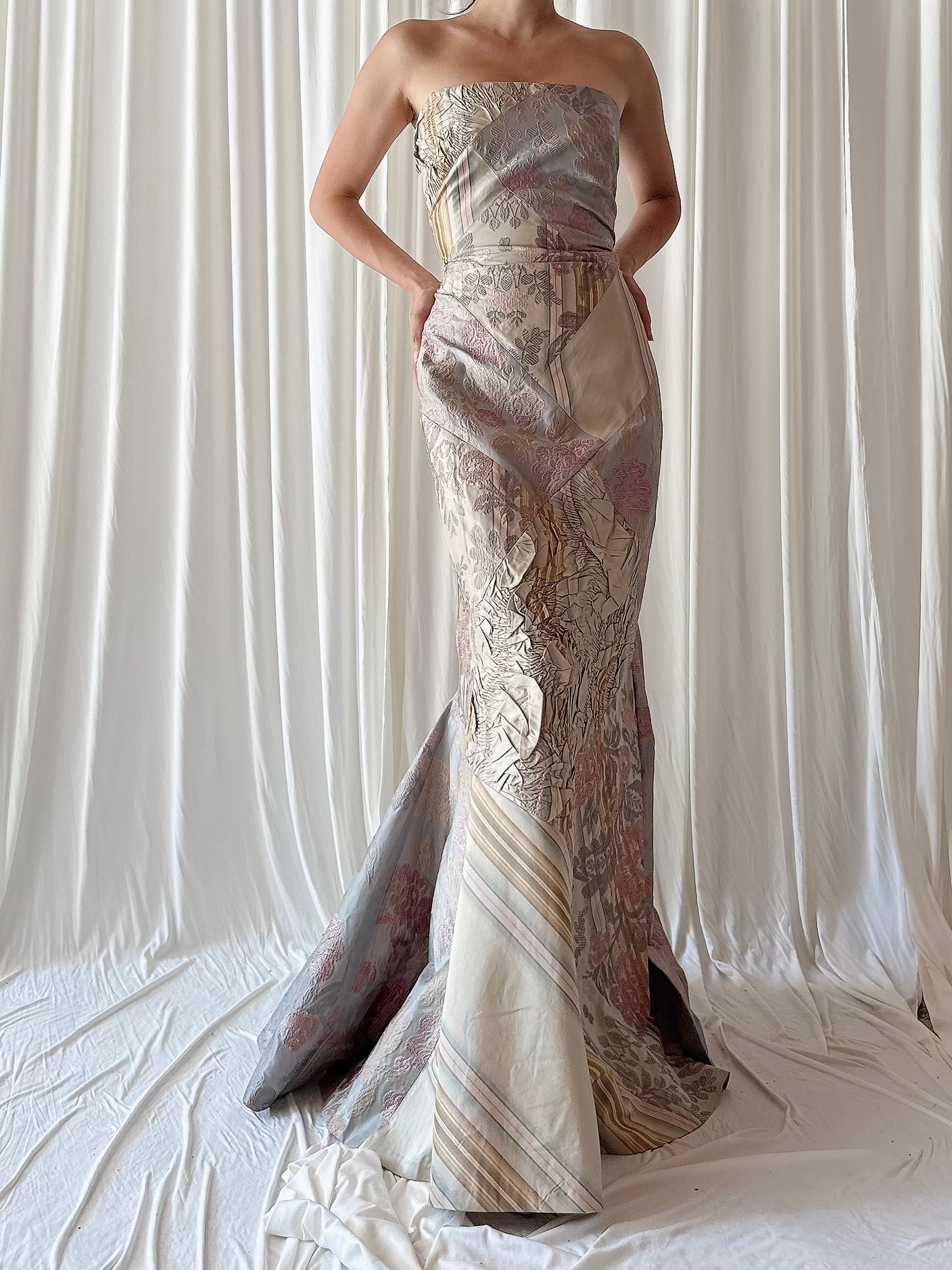Vintage Paul Vasseur Silk Brocade Dress - FR 40