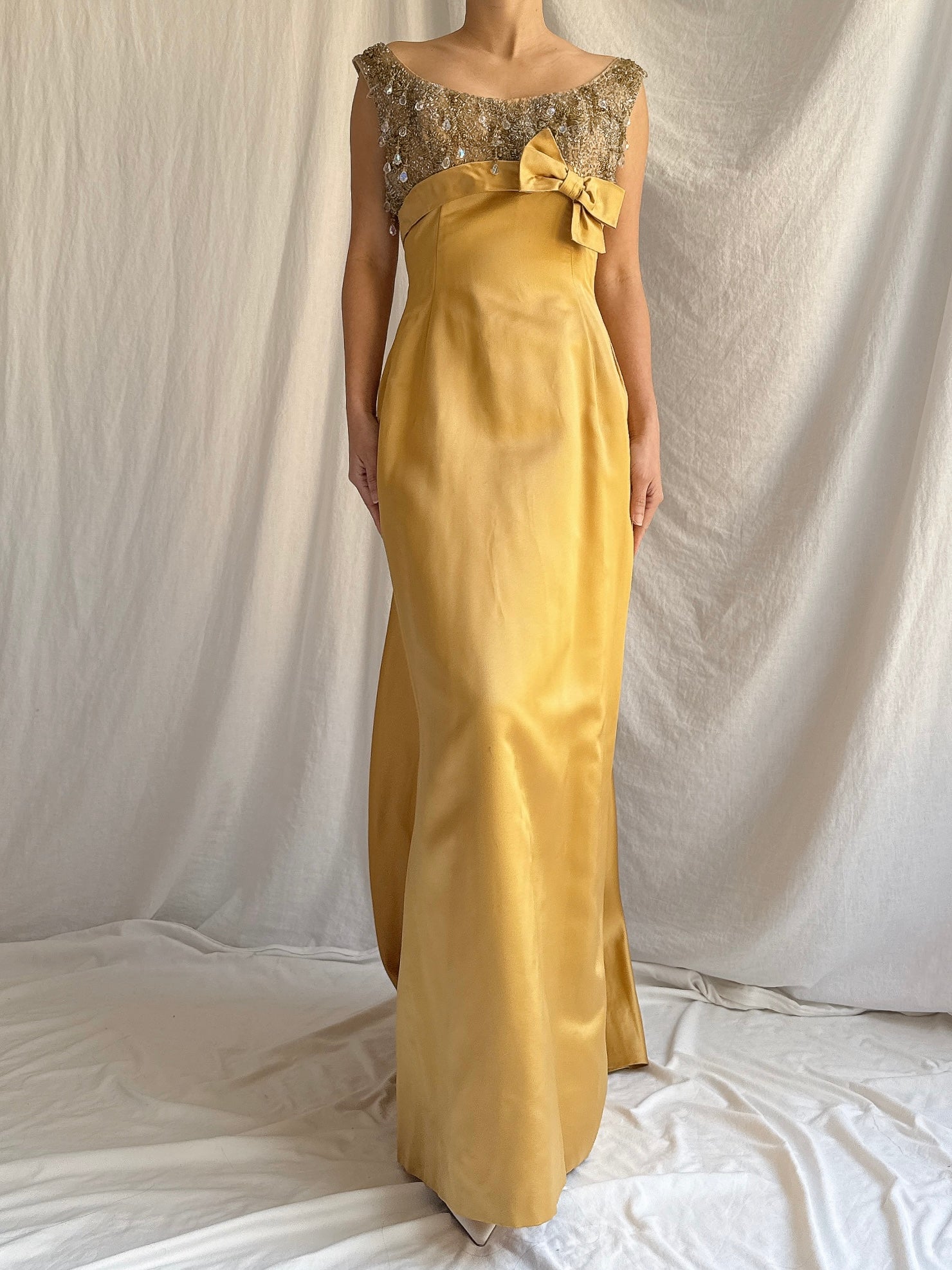 1960s Mustard Silk Gown - XS