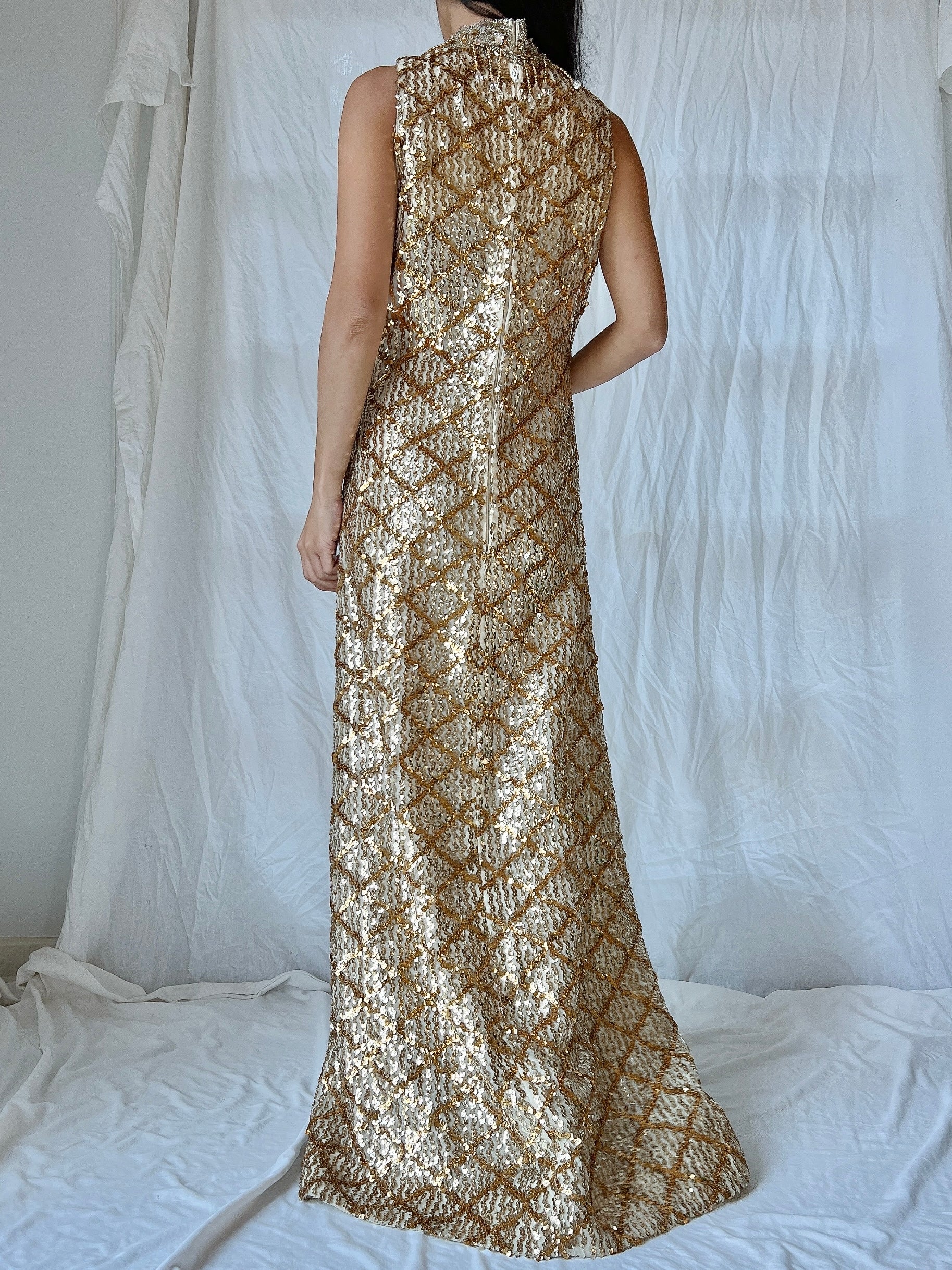 1960s Gold Sequins Dress - M | G O S S A M E R 1960s Gold Sequins Dress - M | G O S S A M E R