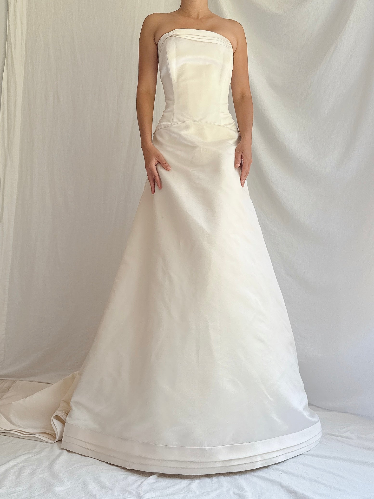 Vintage Silk Satin Strapless Gown - M