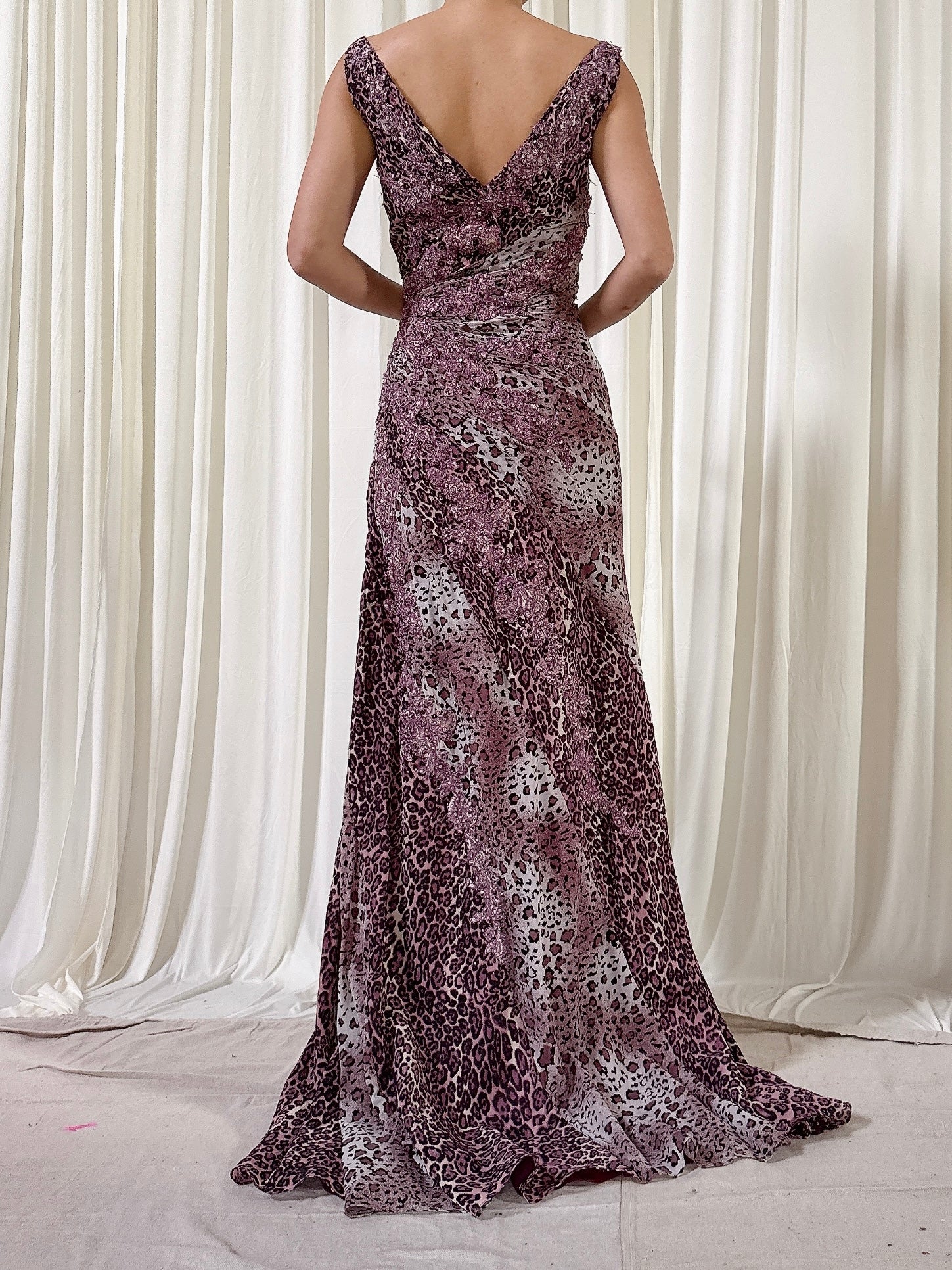 Vintage Steven Yearrick Purple Leopard Dress - US 6