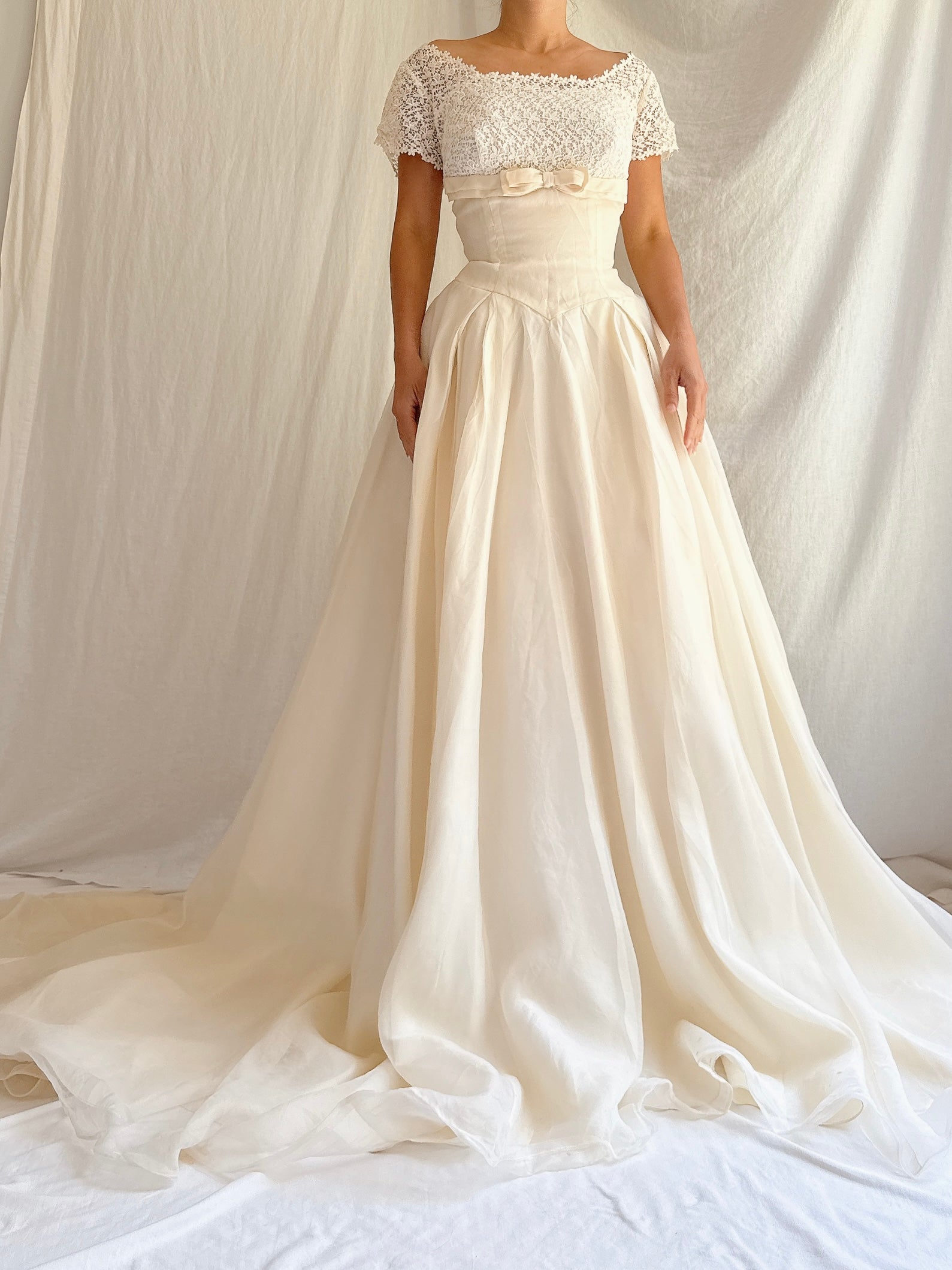 1950s Silk Organza Bow Dress - XS/S