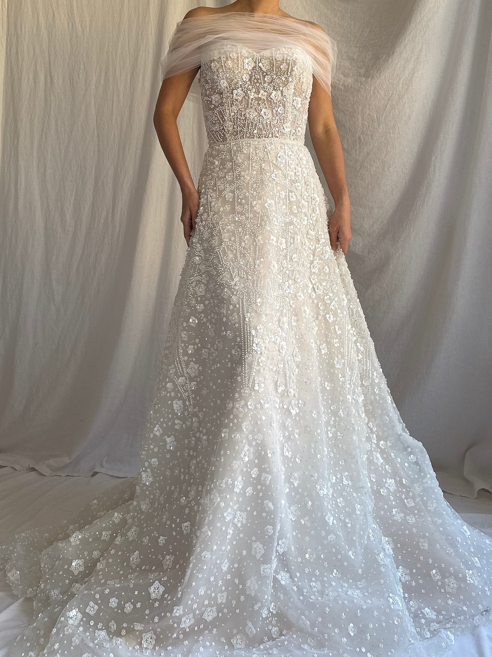 Beaded Embelished Tulle Gown - S/4