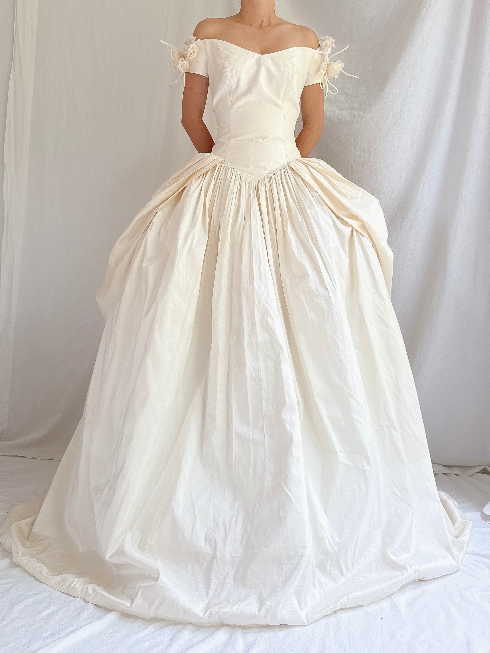 Vintage Dupioni Basque Waist Gown - M