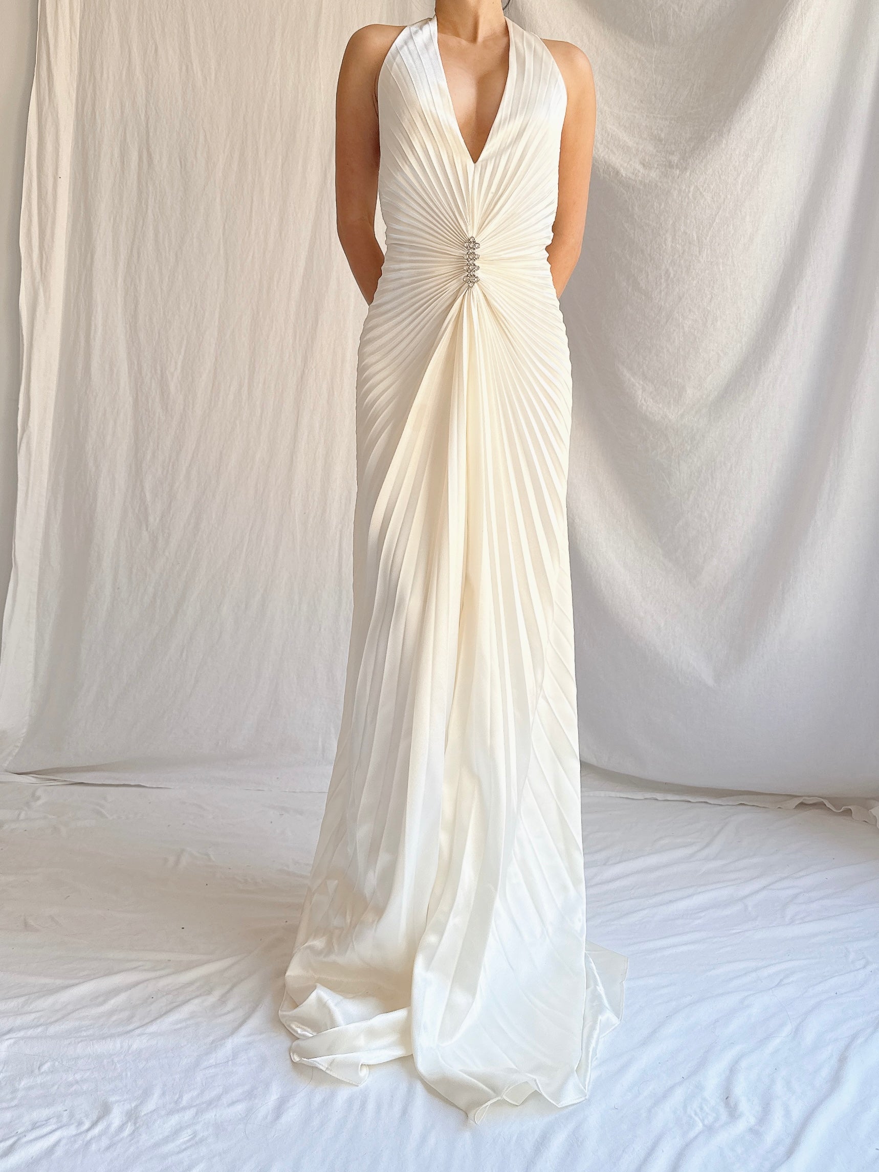 Vintage Satin Pleated Gown - M/L