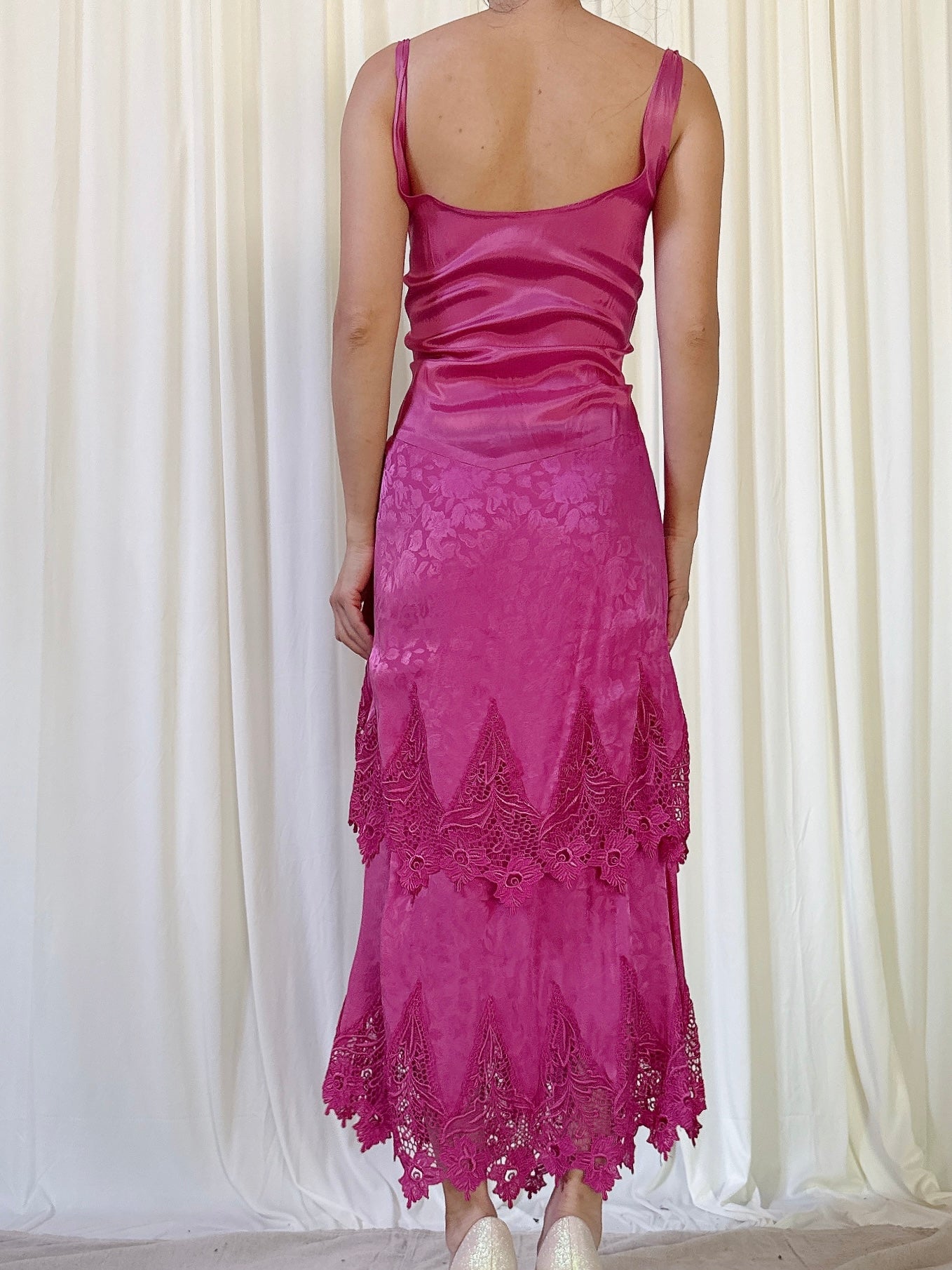 Vintage Fuchsia Slip Dress -S/M