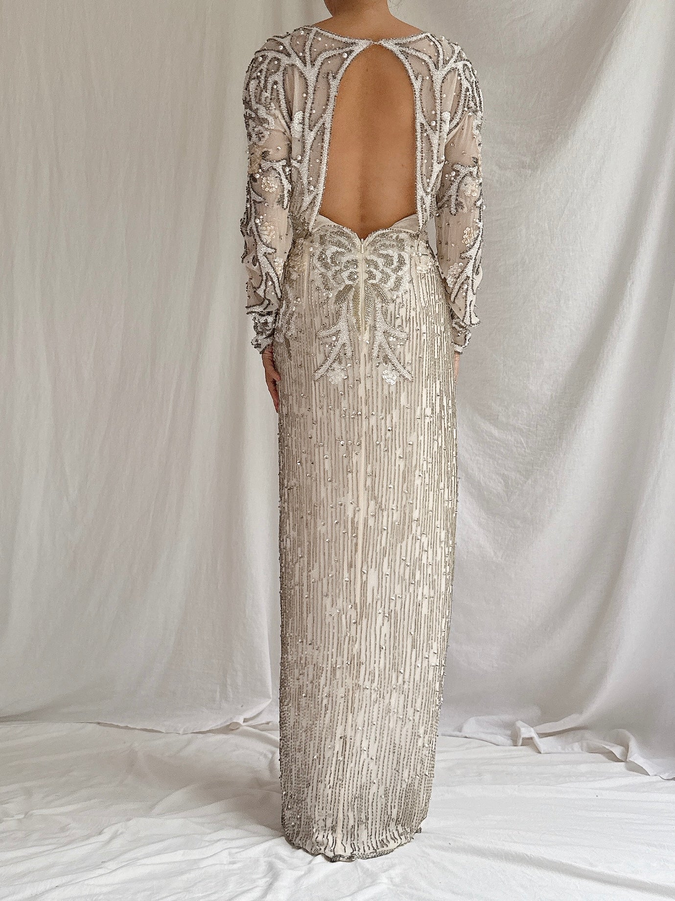 1980s Silk Beaded Gown - M