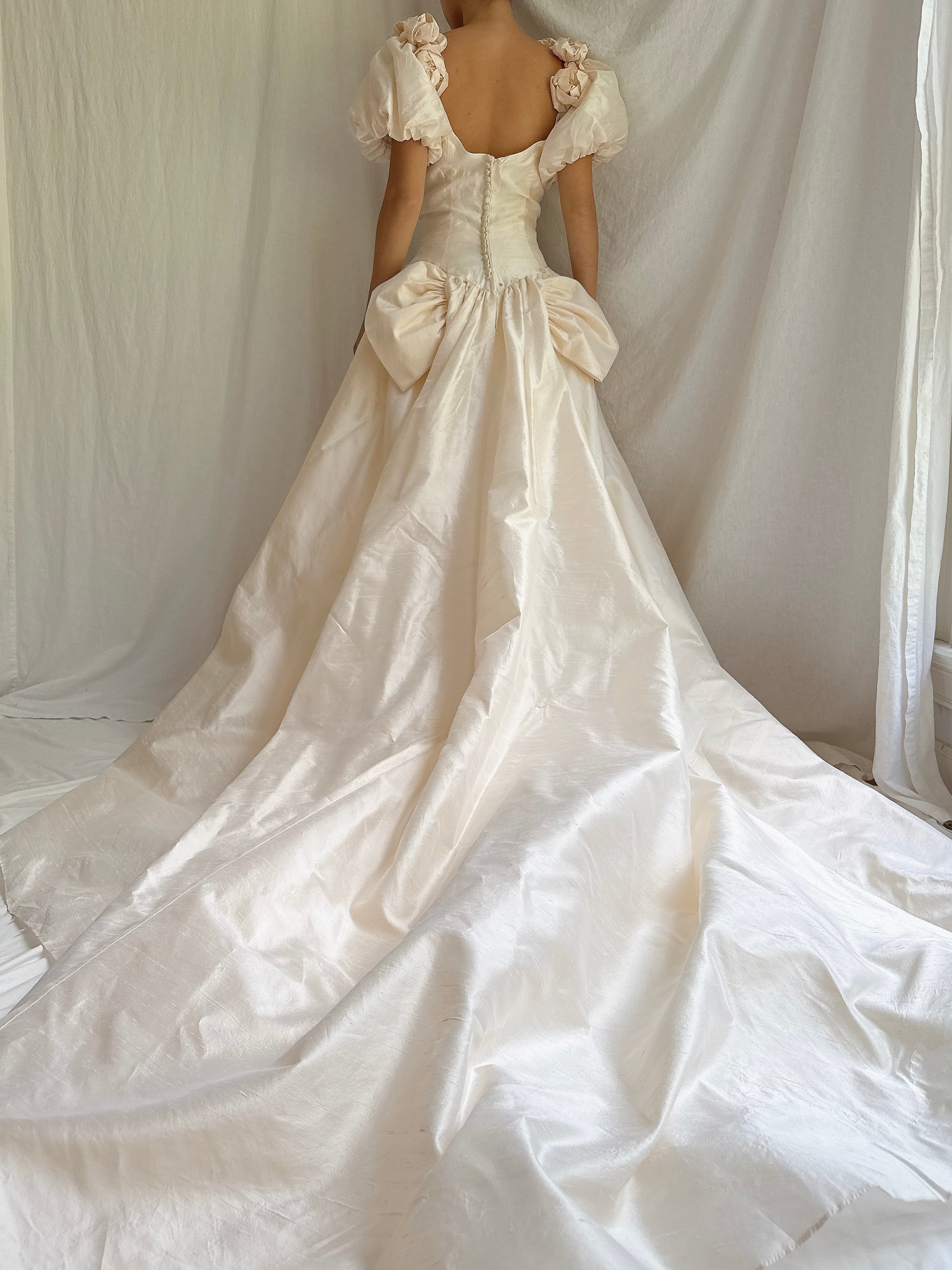 Vintage Silk Rosette Gown - XS