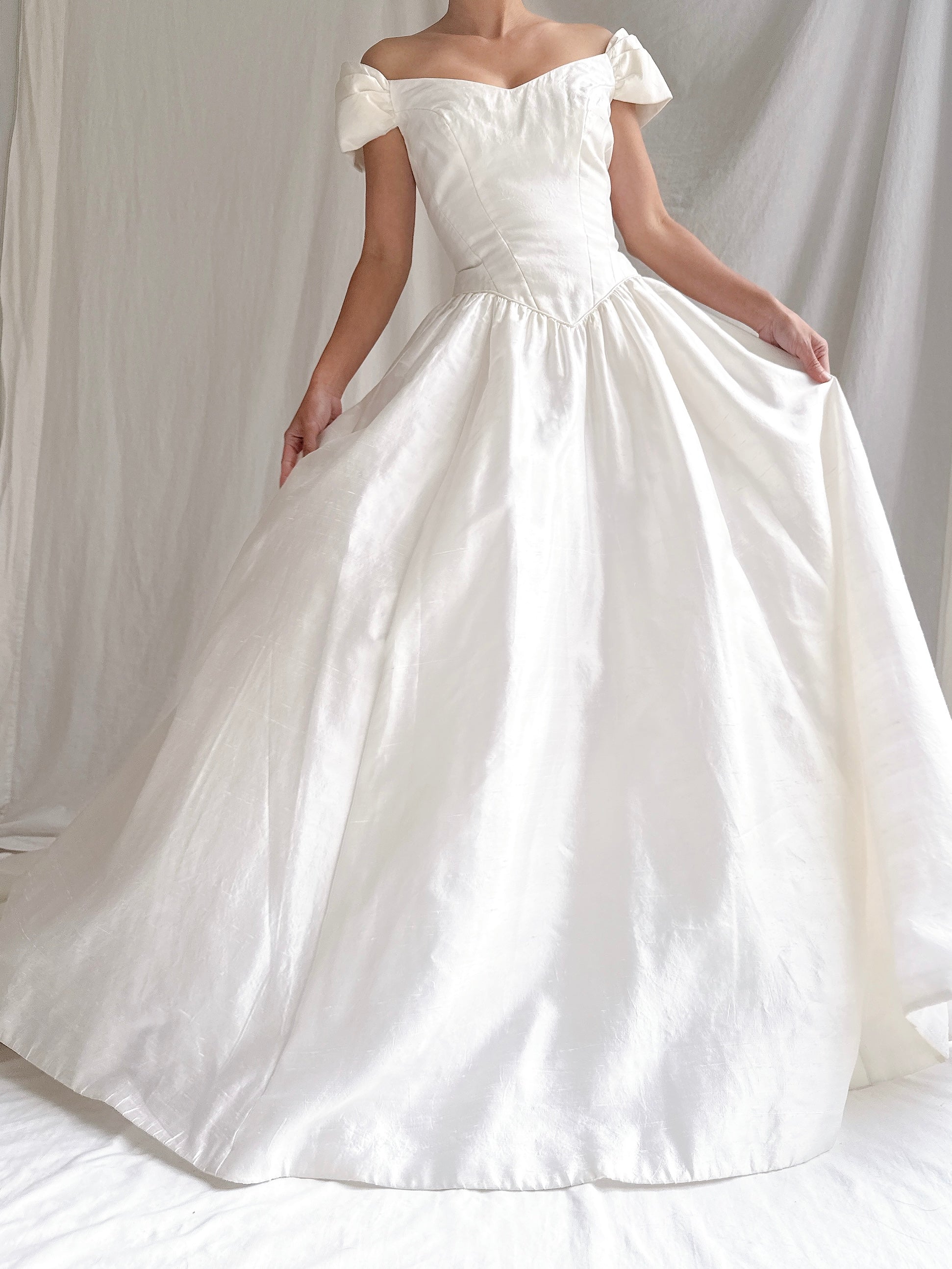 Vintage Silk Basque Waist Gown - S