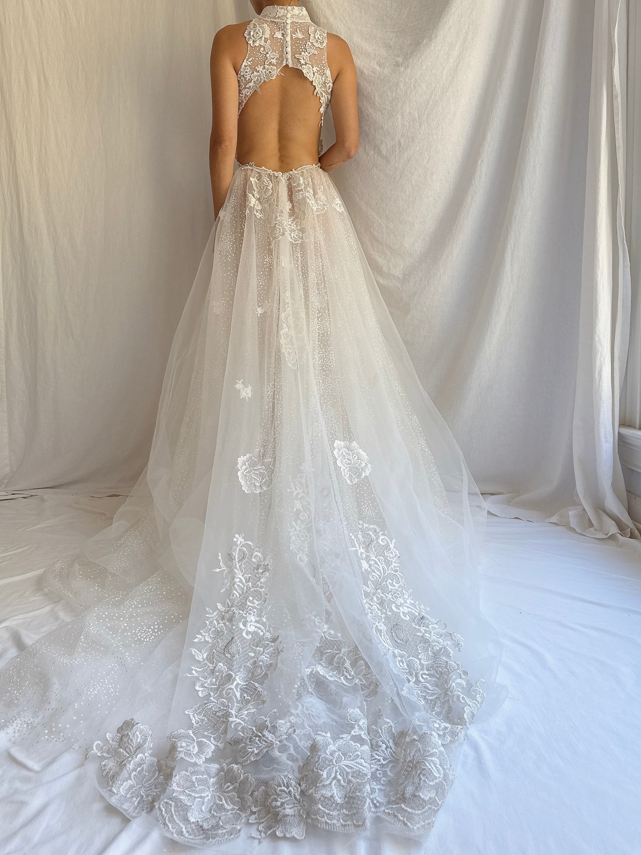 00 Sheer Halter Dress - S