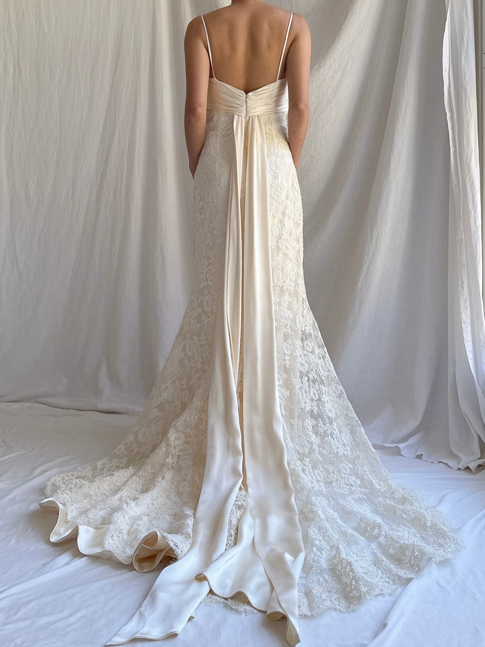 Vintage Alencon Lace and Silk Gown - S/6