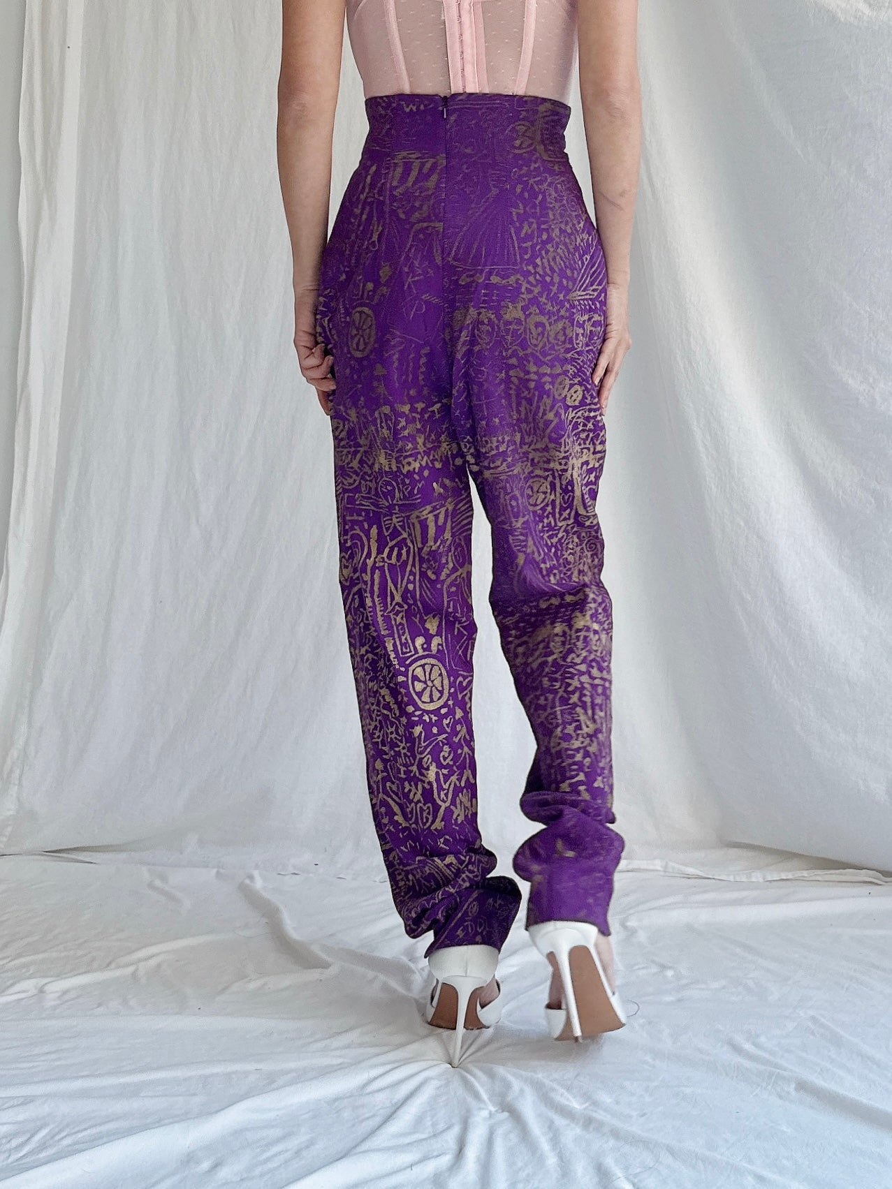 Vintage Painted High-Waisted Pants - S