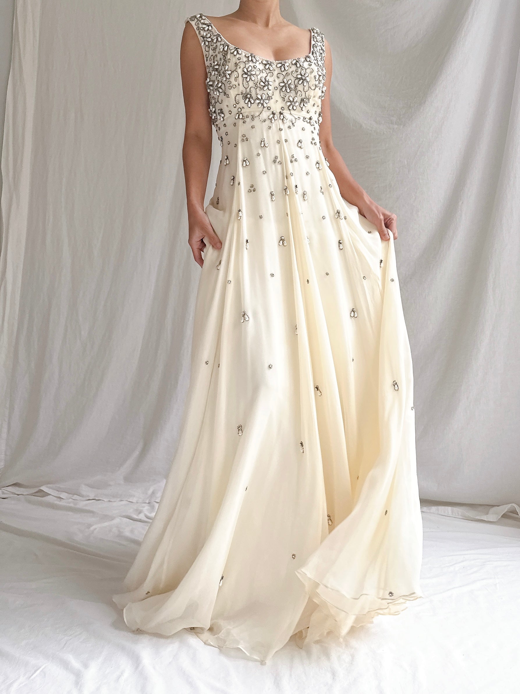 1960s Hand-Beaded Pearl Gown - S/M