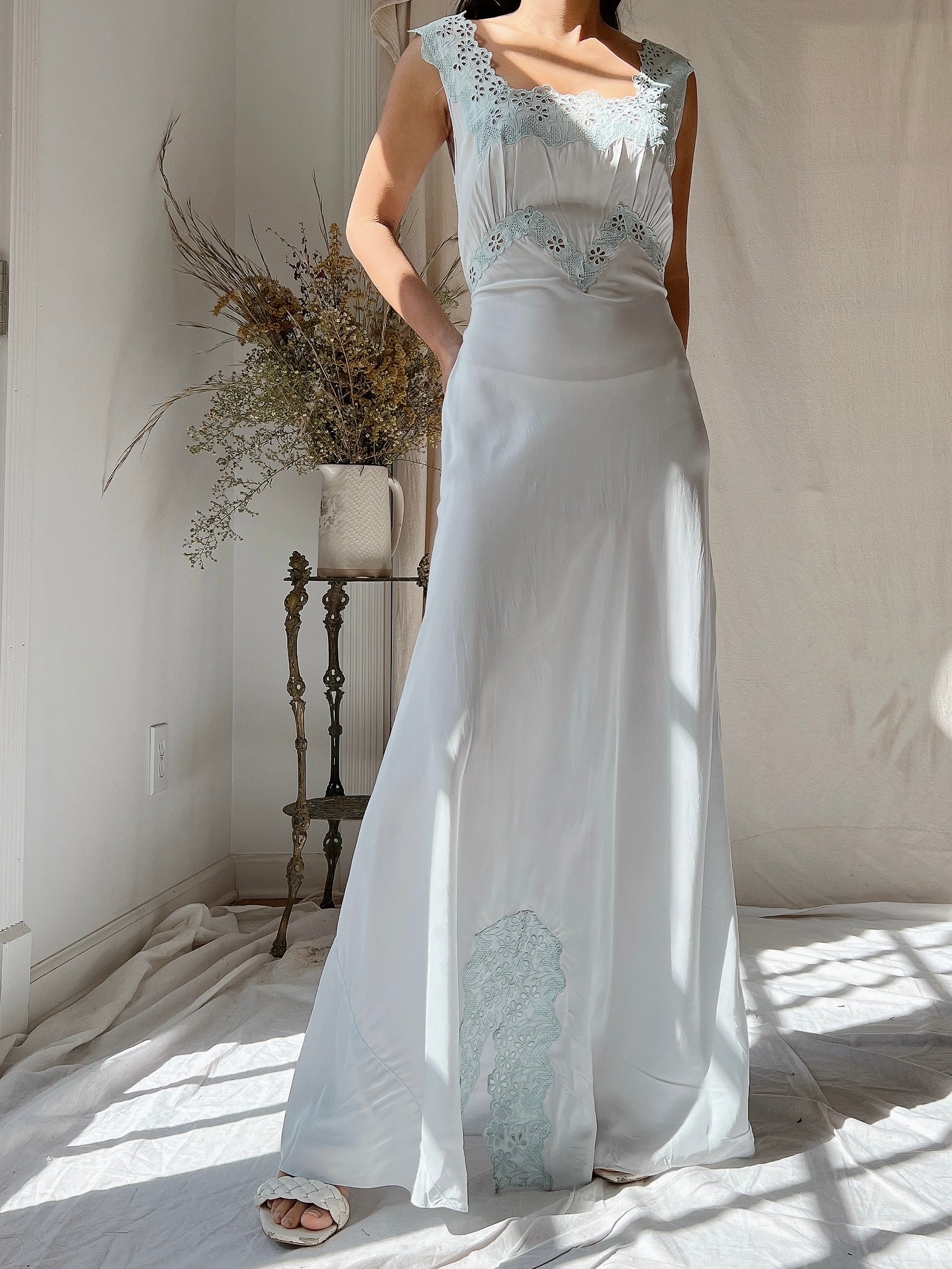 1930s Rayon Pale Blue Slip Dress - XS/S | G O S S A M E R 1930s Rayon Pale Blue Slip Dress - XS/S | G O S S A M E R