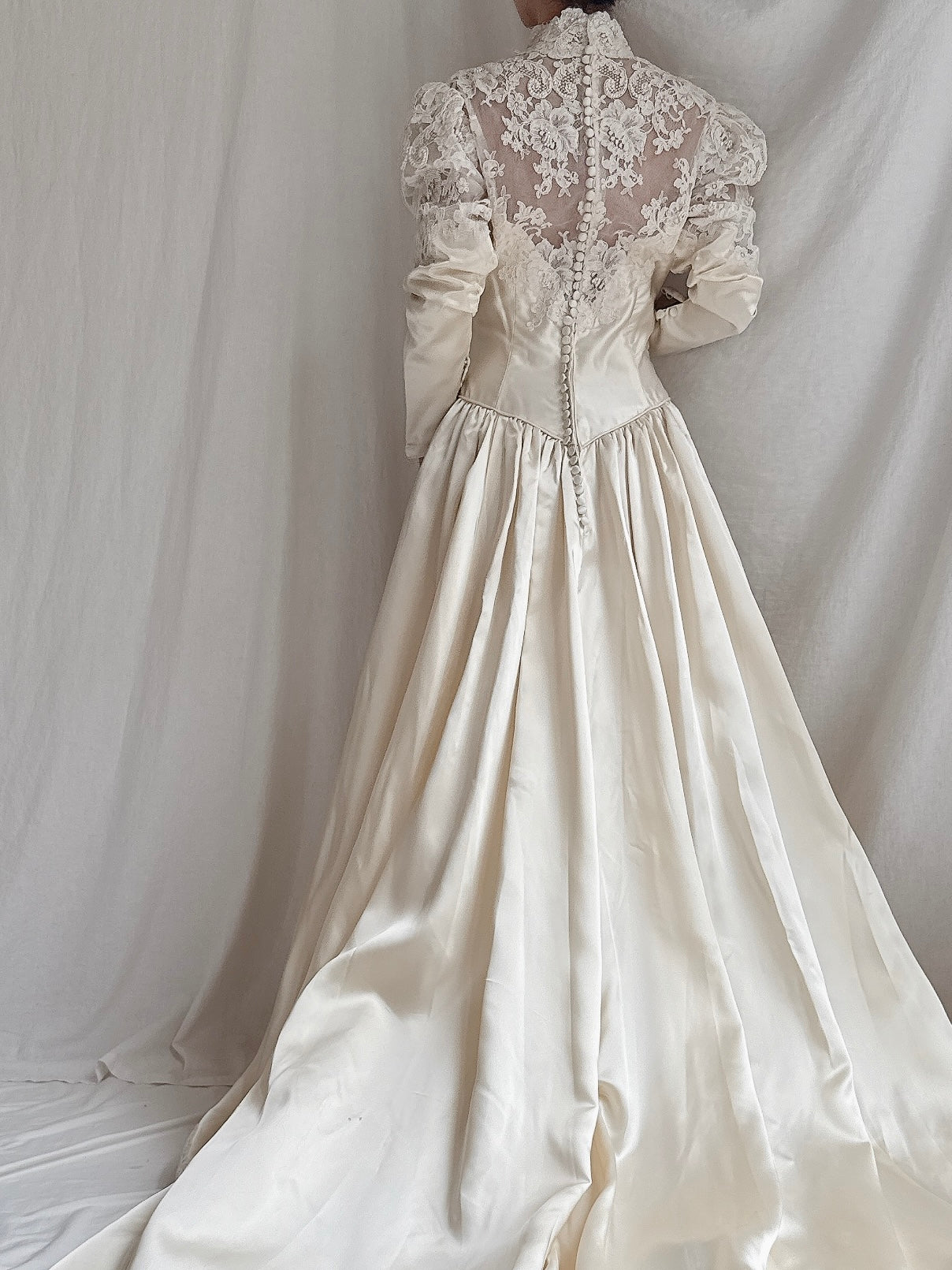 Vintage Satin Long Sleeve Dress - S