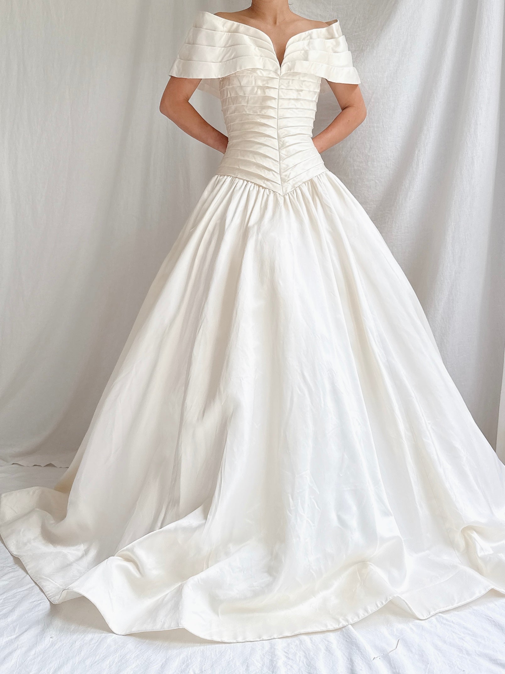 Vintage Scaasi Silk Off-the-Shoulder Gown - S