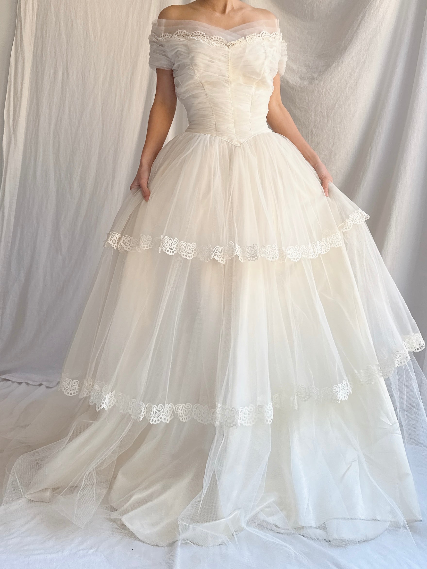 1950s Tiered Tulle Gown - XS/S