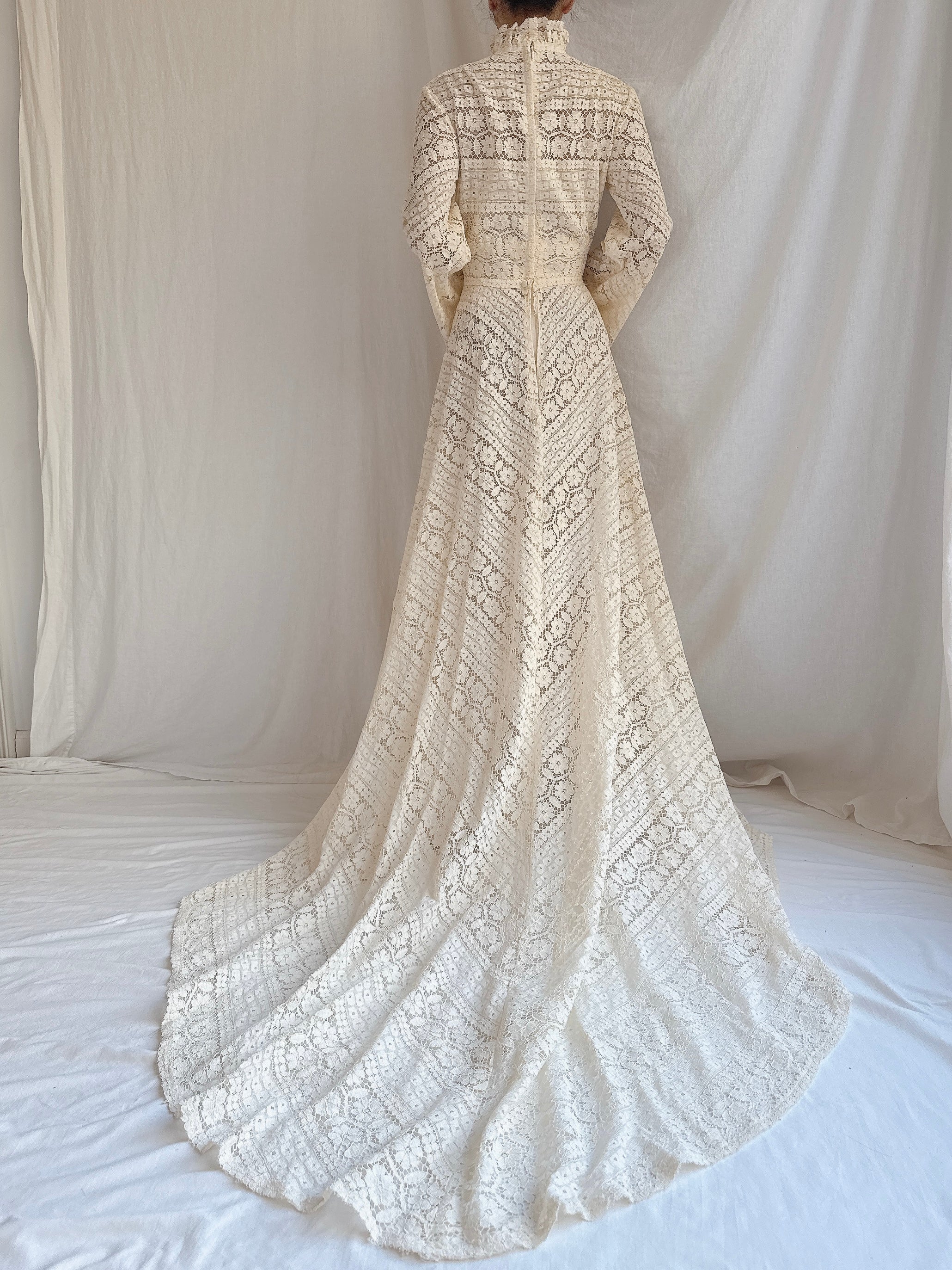 1970s Cotton Crochet Dress - S