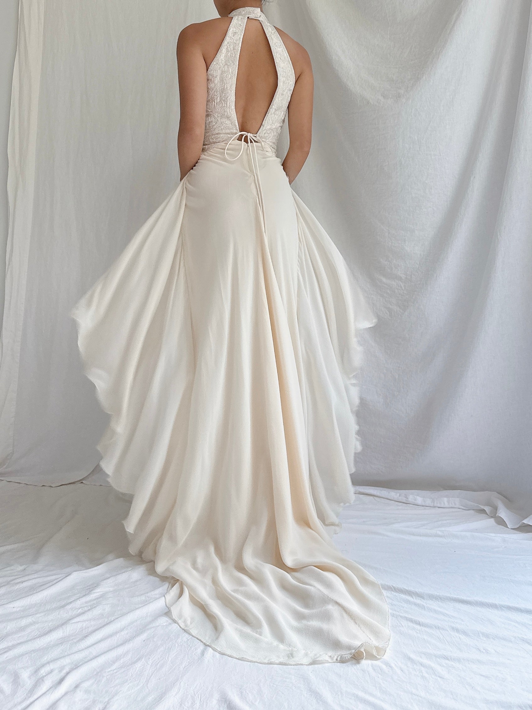 00 Silk Halter Embellished Gown - XS/2/4