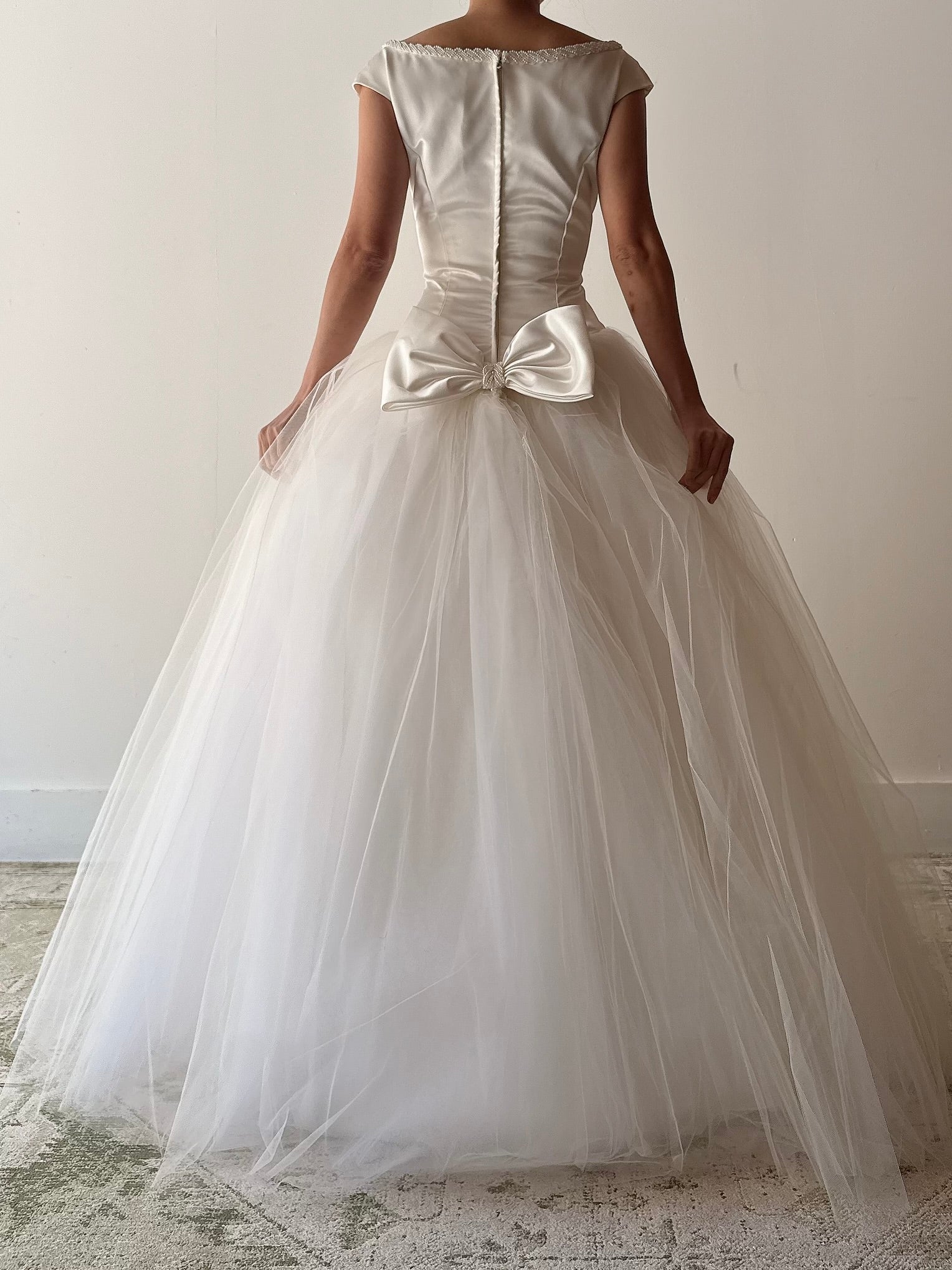 Vintage Satin Tulle Gown - M