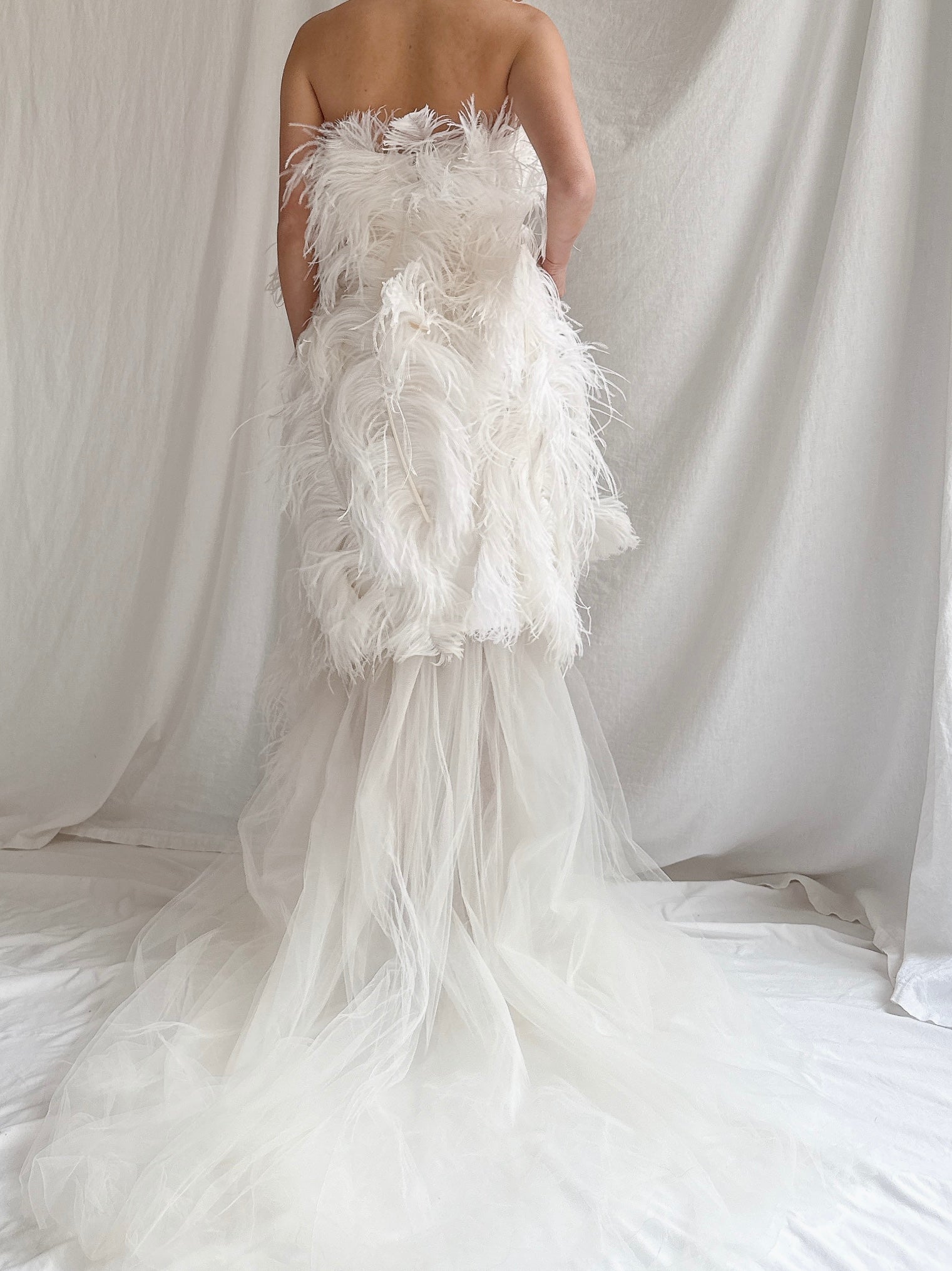 RESERVED Vintage 2-Piece Liancarlo Couture Feather Gown - S/6