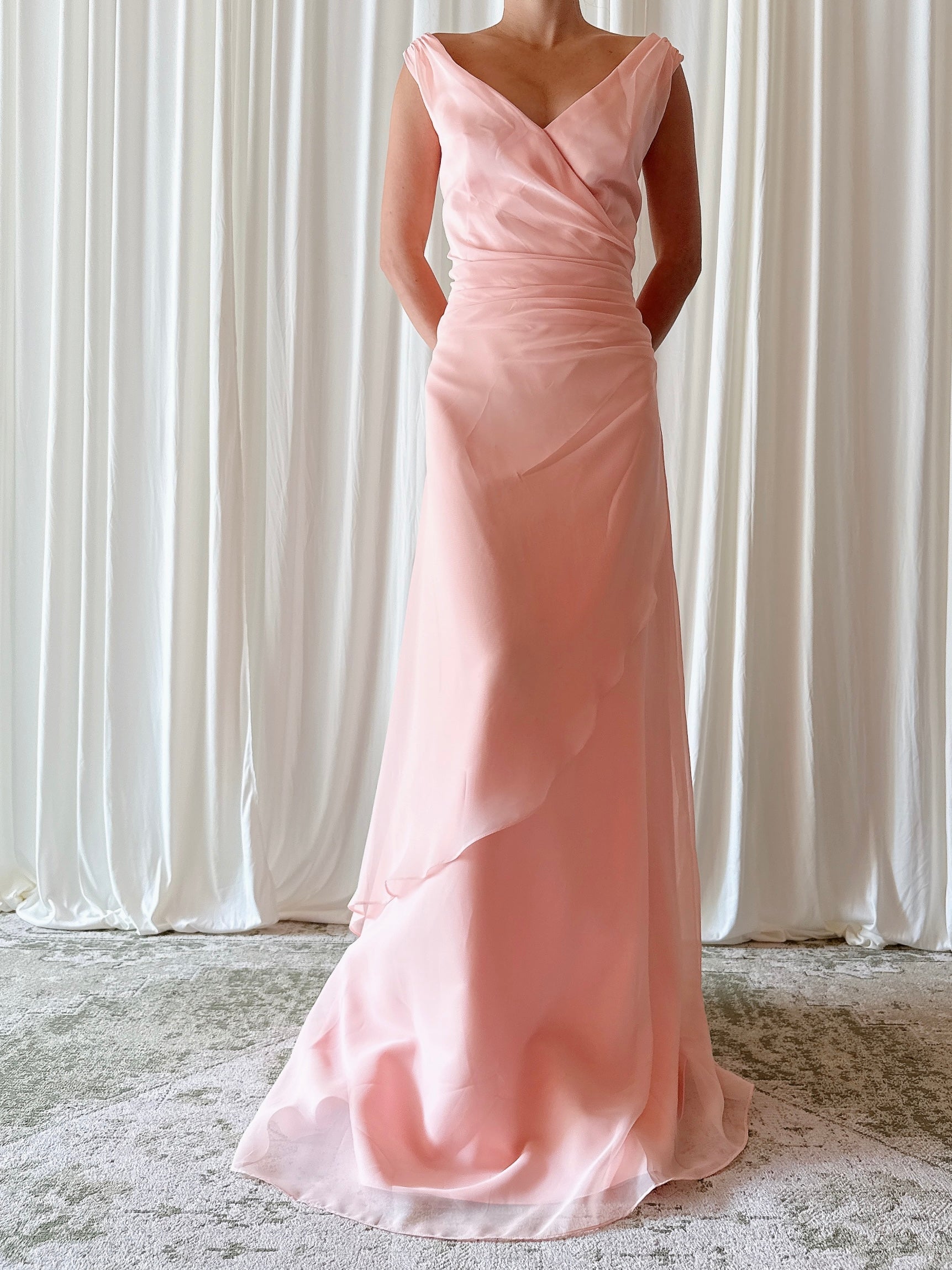 Vintage Jasz Couture Peach Chiffon Dress - 42B/32W