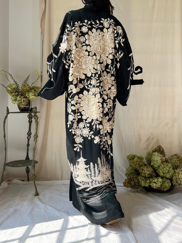 Antique Silk Embroidered Kimono - OSFM
