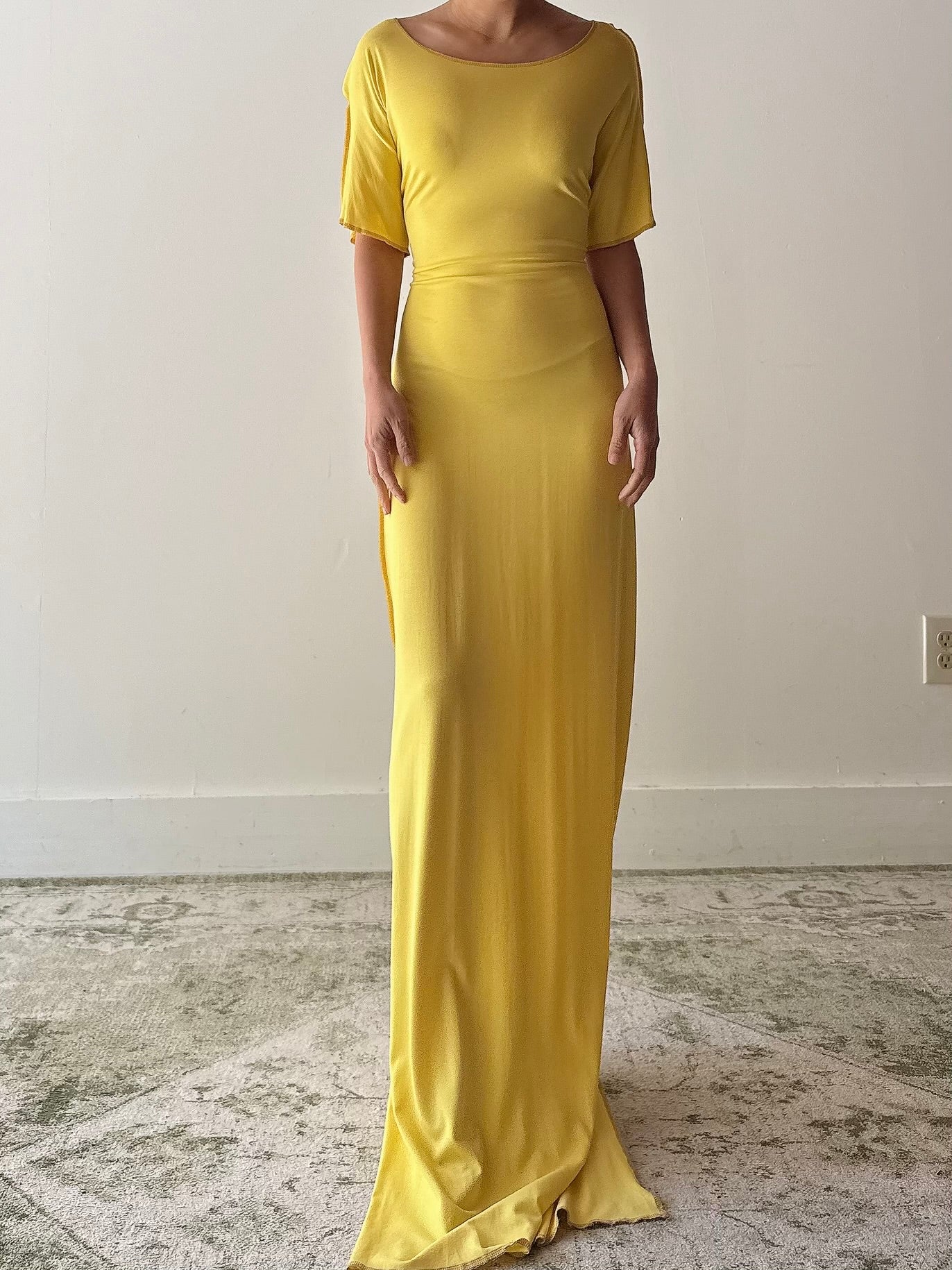 Vintage Benoit F. Yellow Stretchable T-Shirt Dress - M