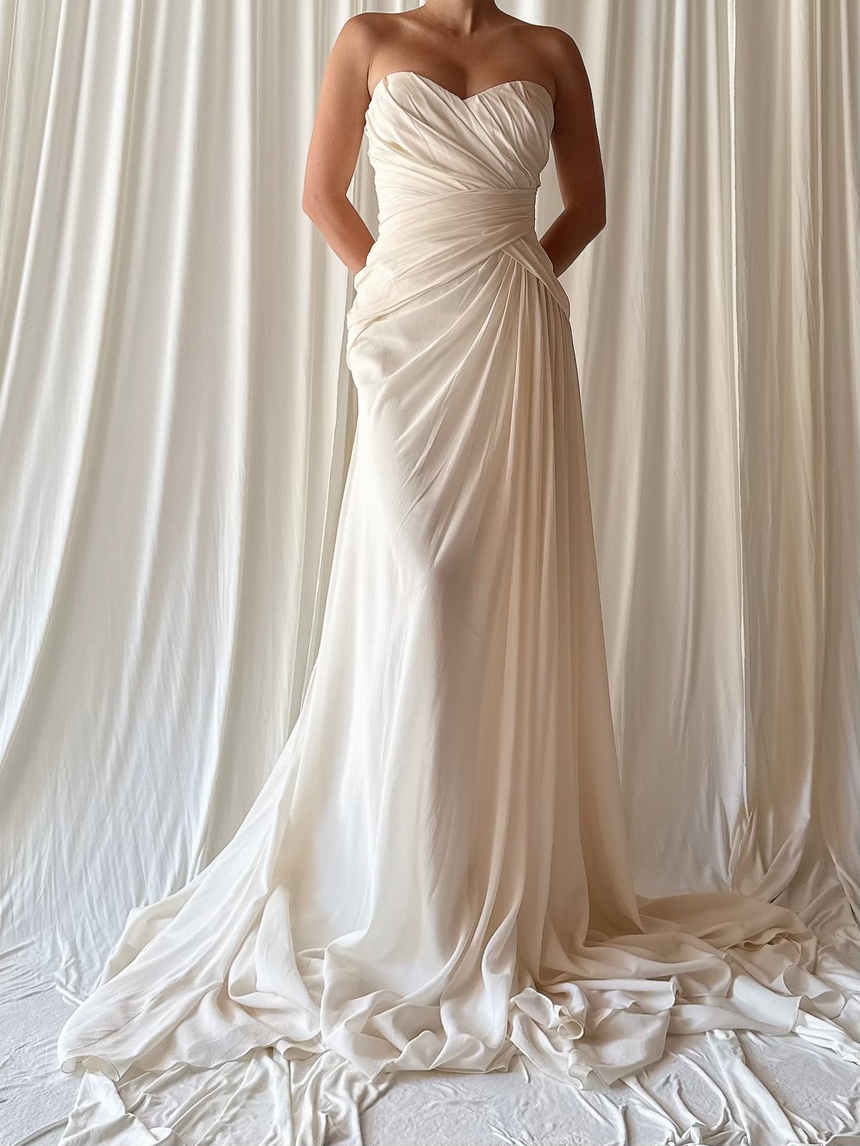 Gemy Maalouf Silk Chiffon Draped Gown - S/M