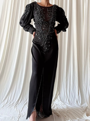 Vintage Pave Beverly Hills Silk Gown - Size 6