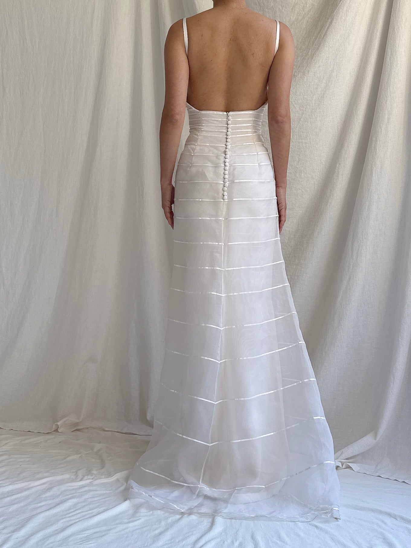 Vintage Yumi Katsura Silk Organza Striped Gown - M/6/8