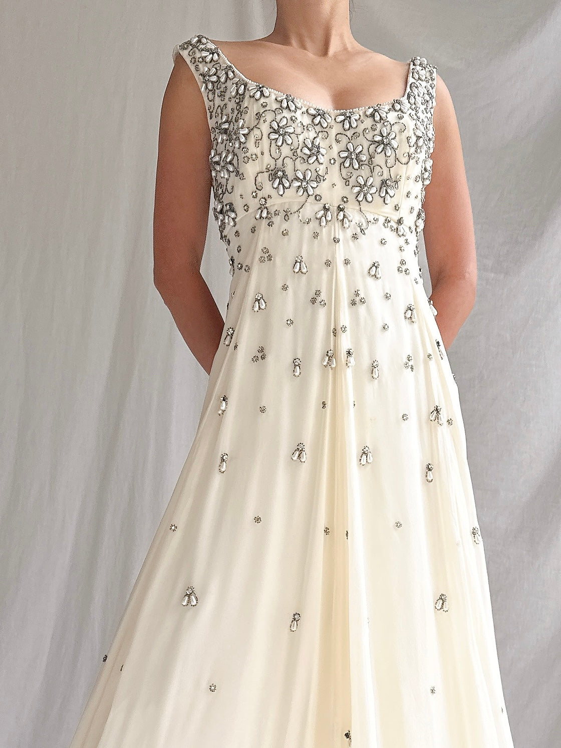 1960s Hand-Beaded Pearl Gown - S/M