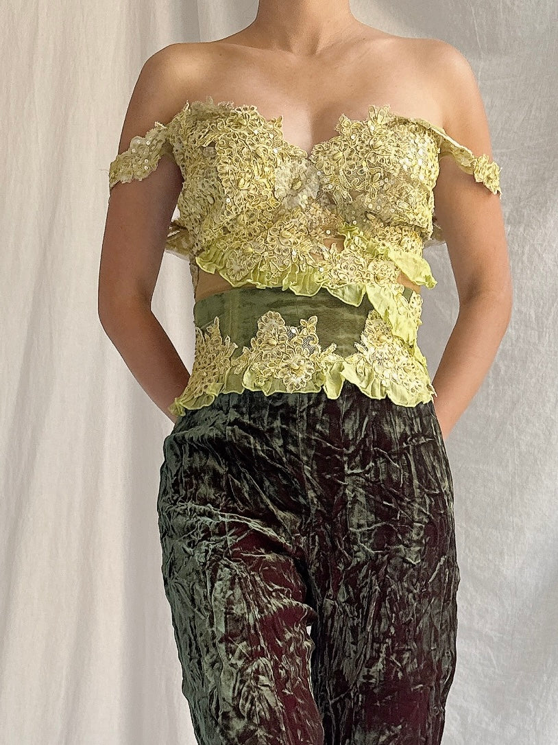 Vintage Sheer Embellished Top - M