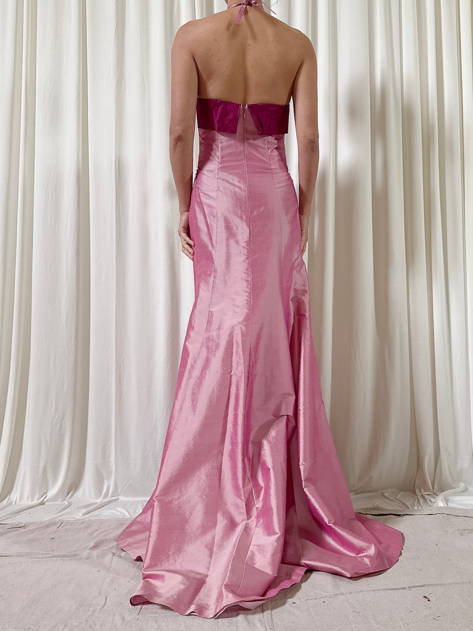 Vintage Clairmodel Pink Tafetta Dress - Size 44