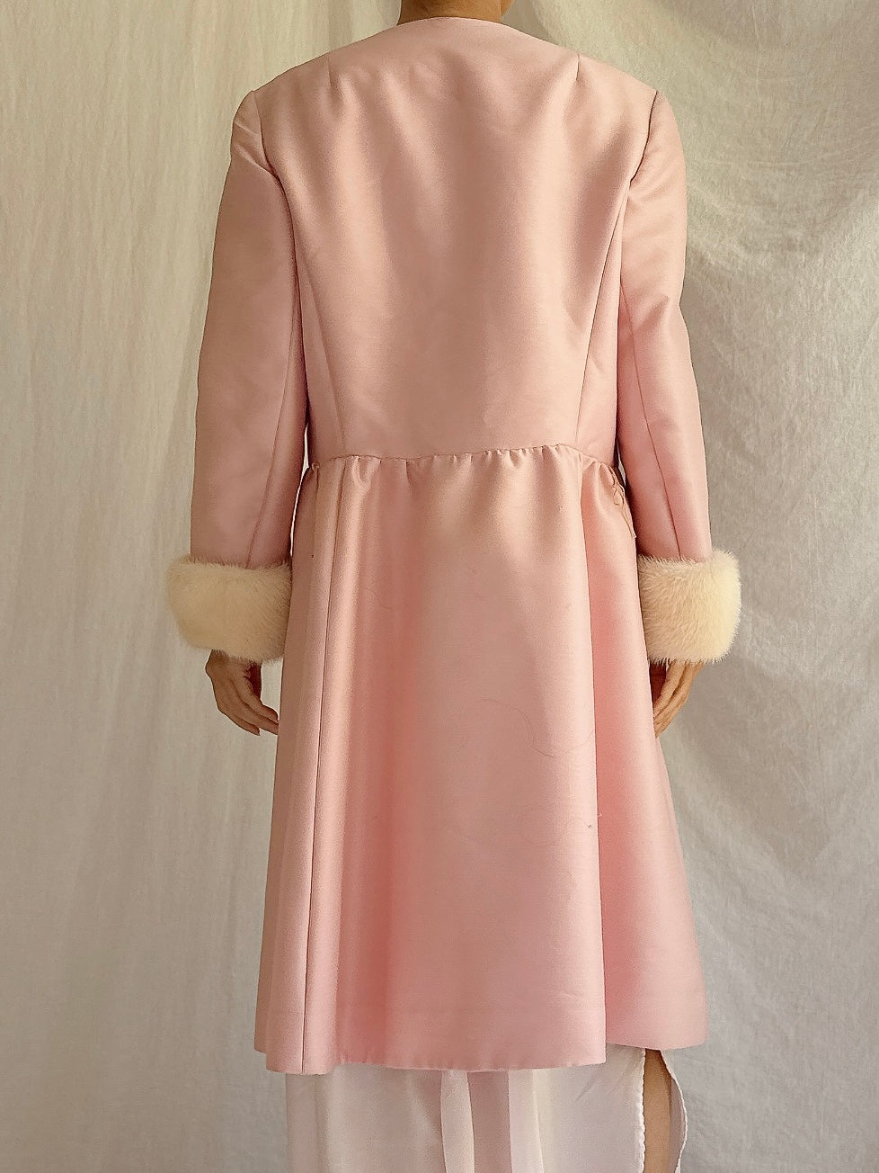 1969s Silk Wool Mink Cuff Coat - S