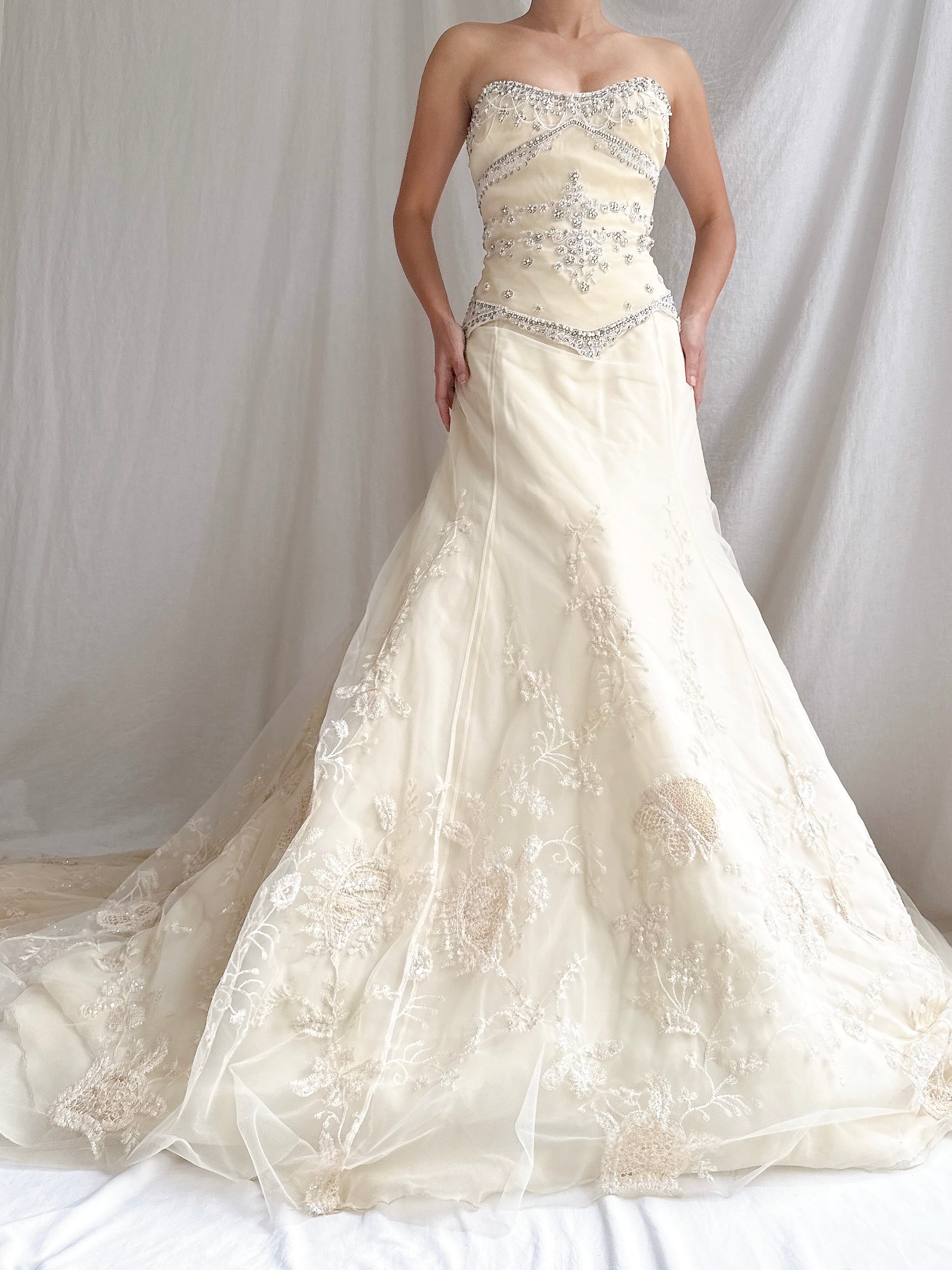 Vintage Badgley Mishka Couture Silk Embroidered Gown - M/6