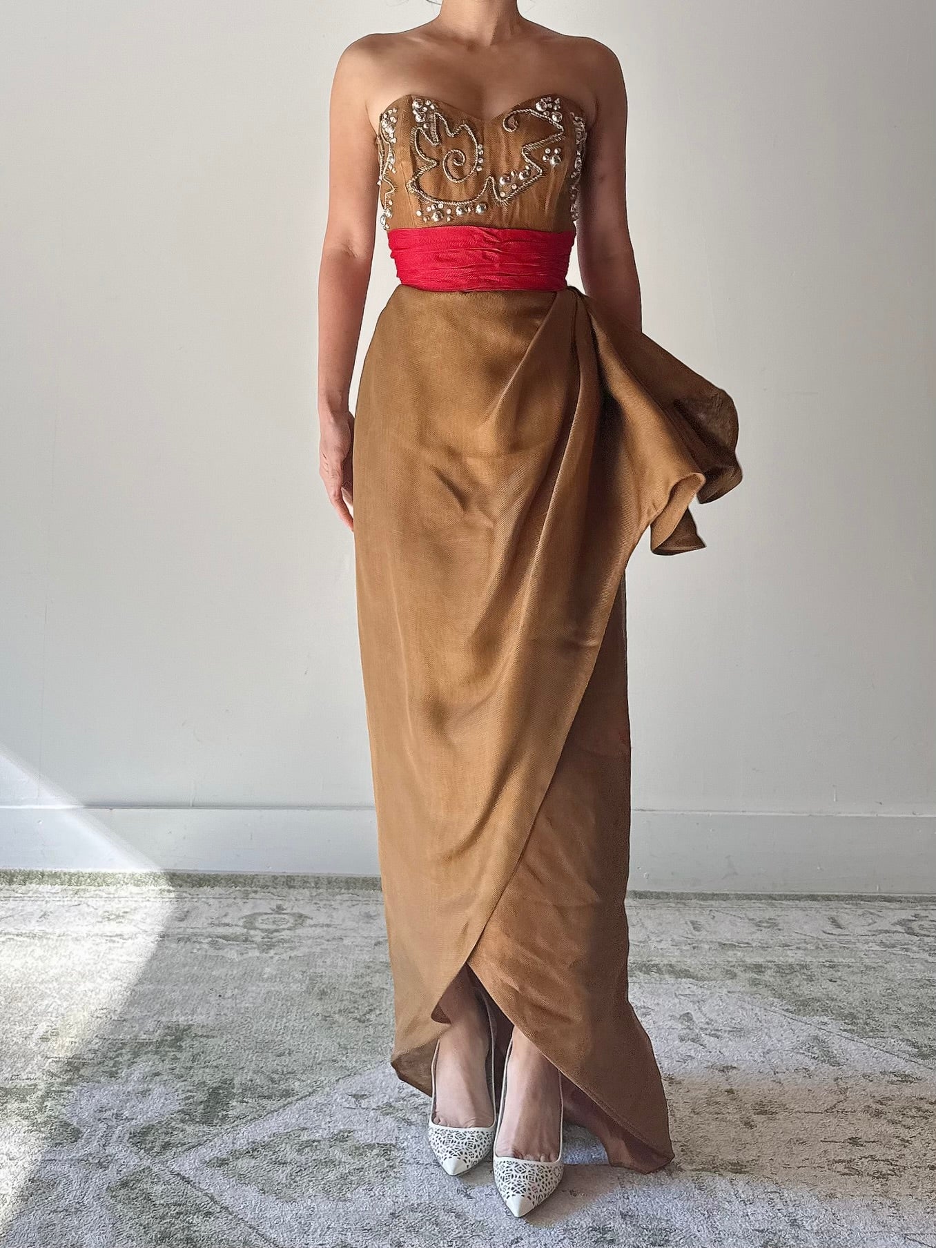 Vintage Stara Paris Silk Woven Gown - S