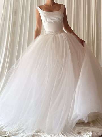 1990s Silk and Tulle Gown - M/6