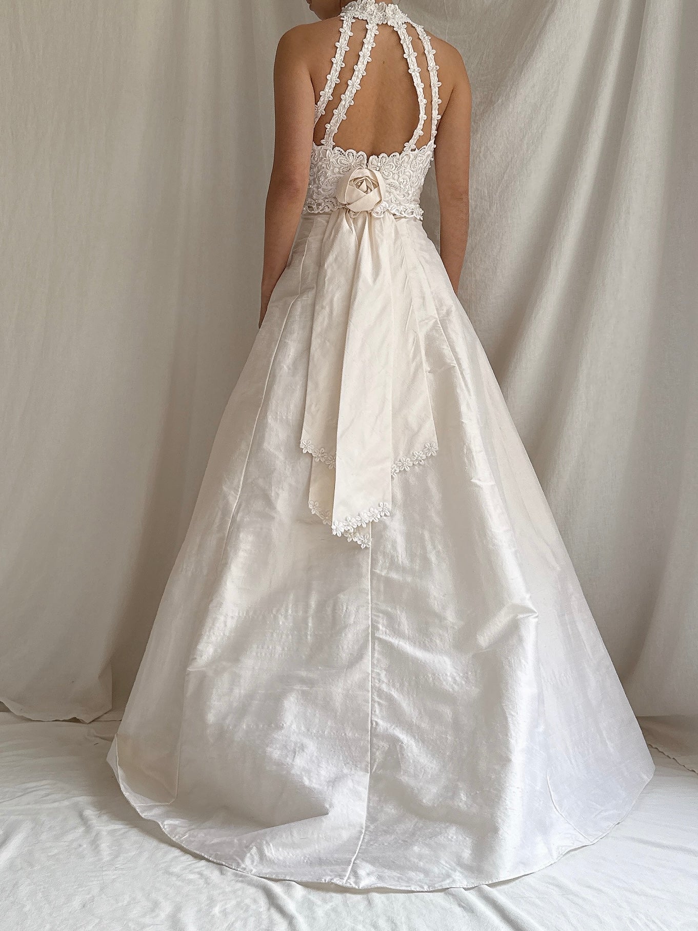 Vintage Halter Silk Strapless Dress - S