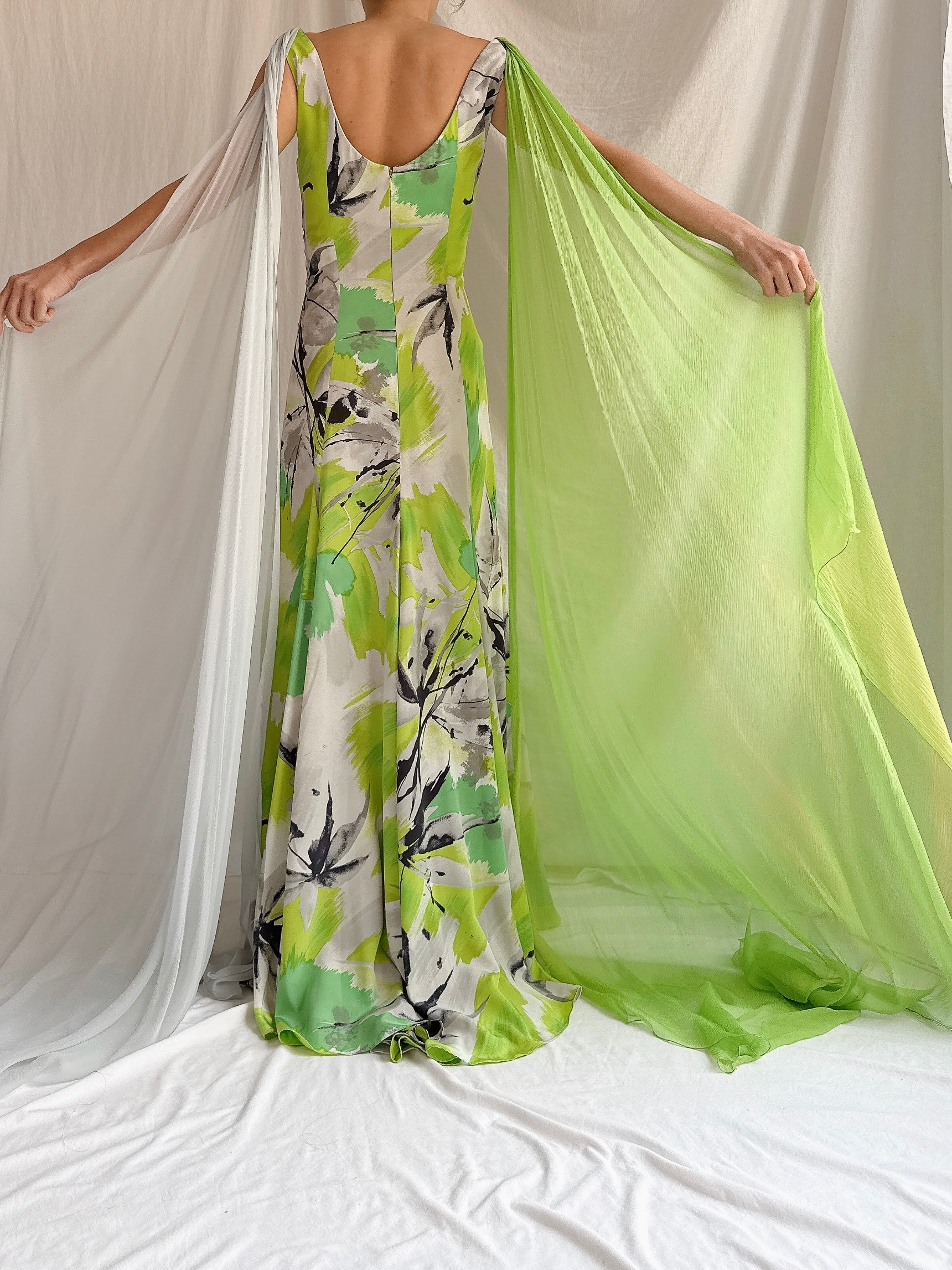 Vintage Thierry Huet Silk Abstract Gown - S