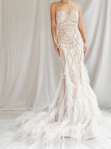 00 Beaded Feather Gown - S/6