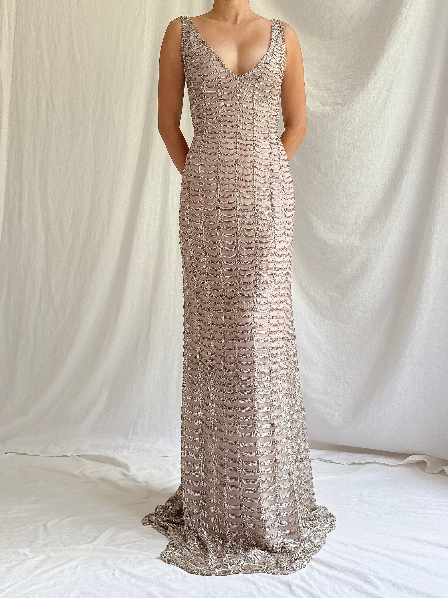 Vintage Naeem Khan Silk Beaded Gown - M/6/8