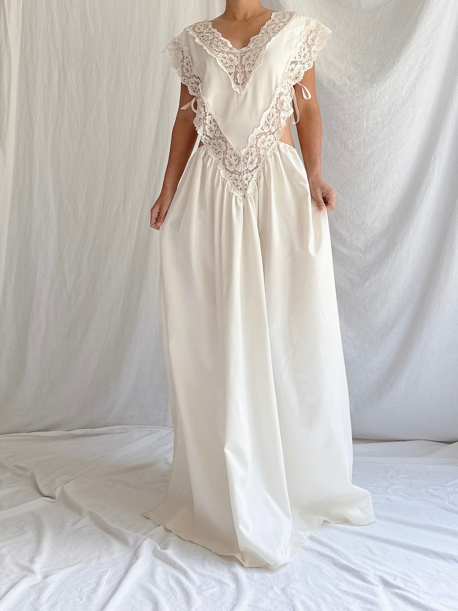 Vintage Nylon Cutout Slip Dress - M