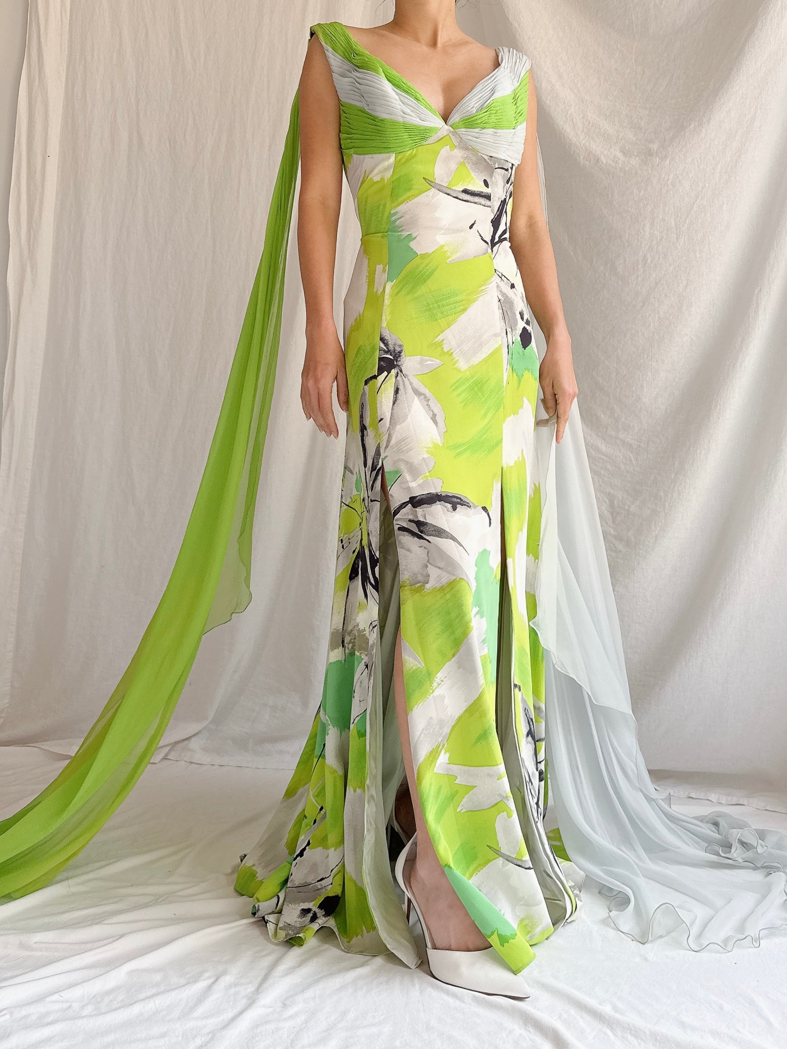 Vintage Thierry Huet Silk Abstract Gown - S