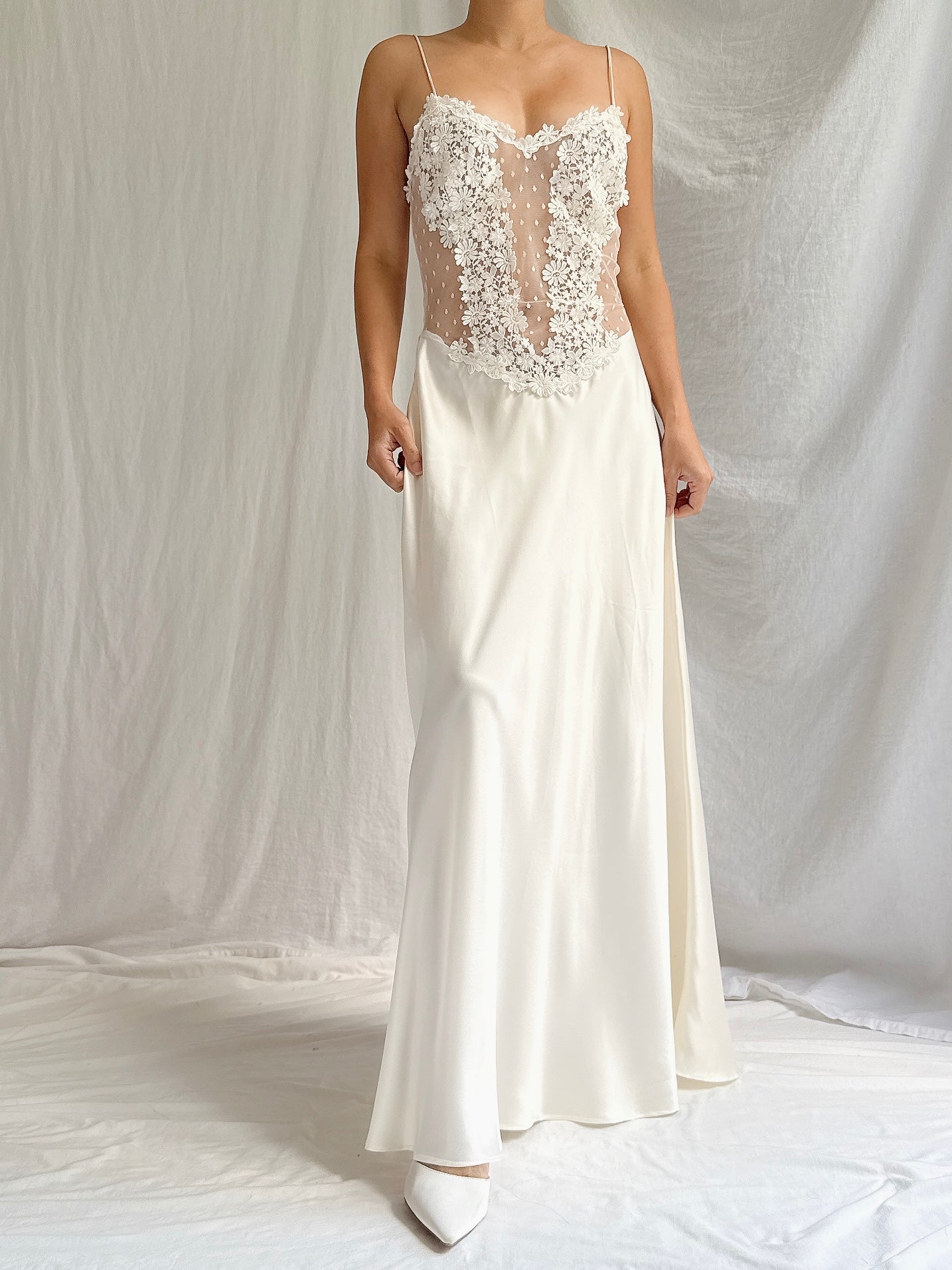 Vintage Satin Illusion Slip Dress - M