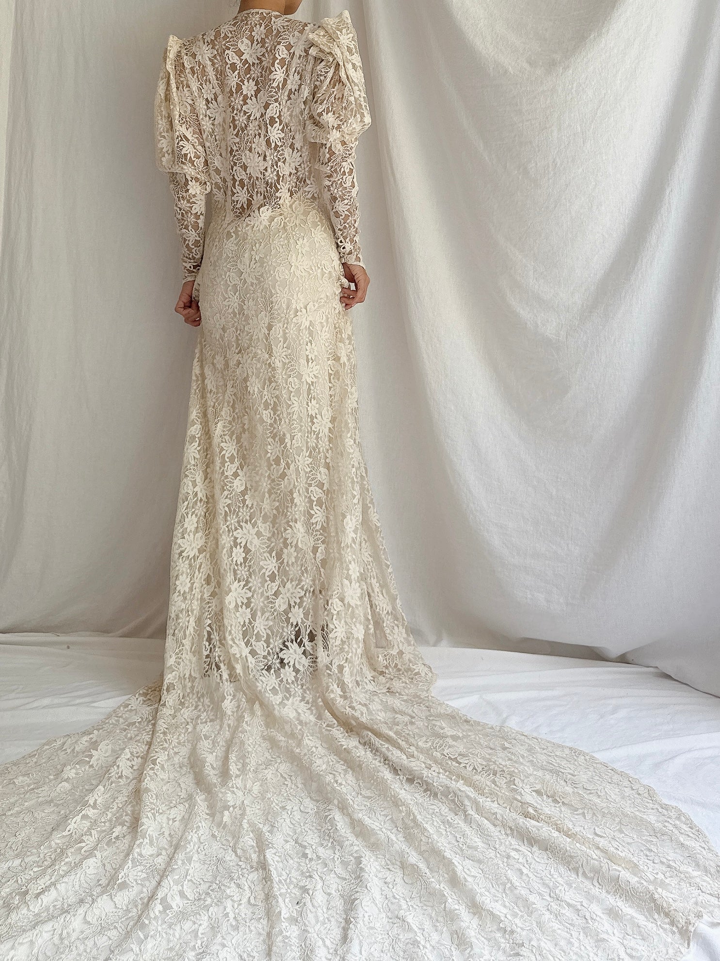 1930s Lace Gown with Slip - S