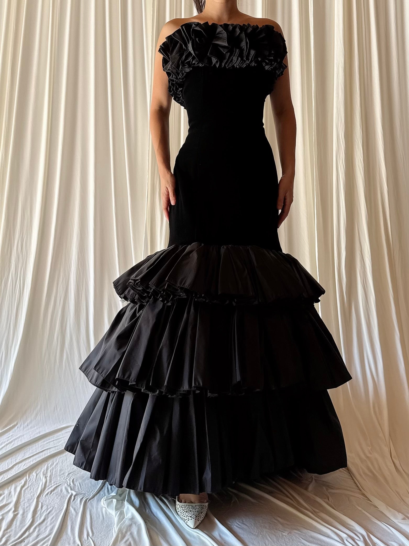 Vintage Victor Costa Velvet Tiered Dress