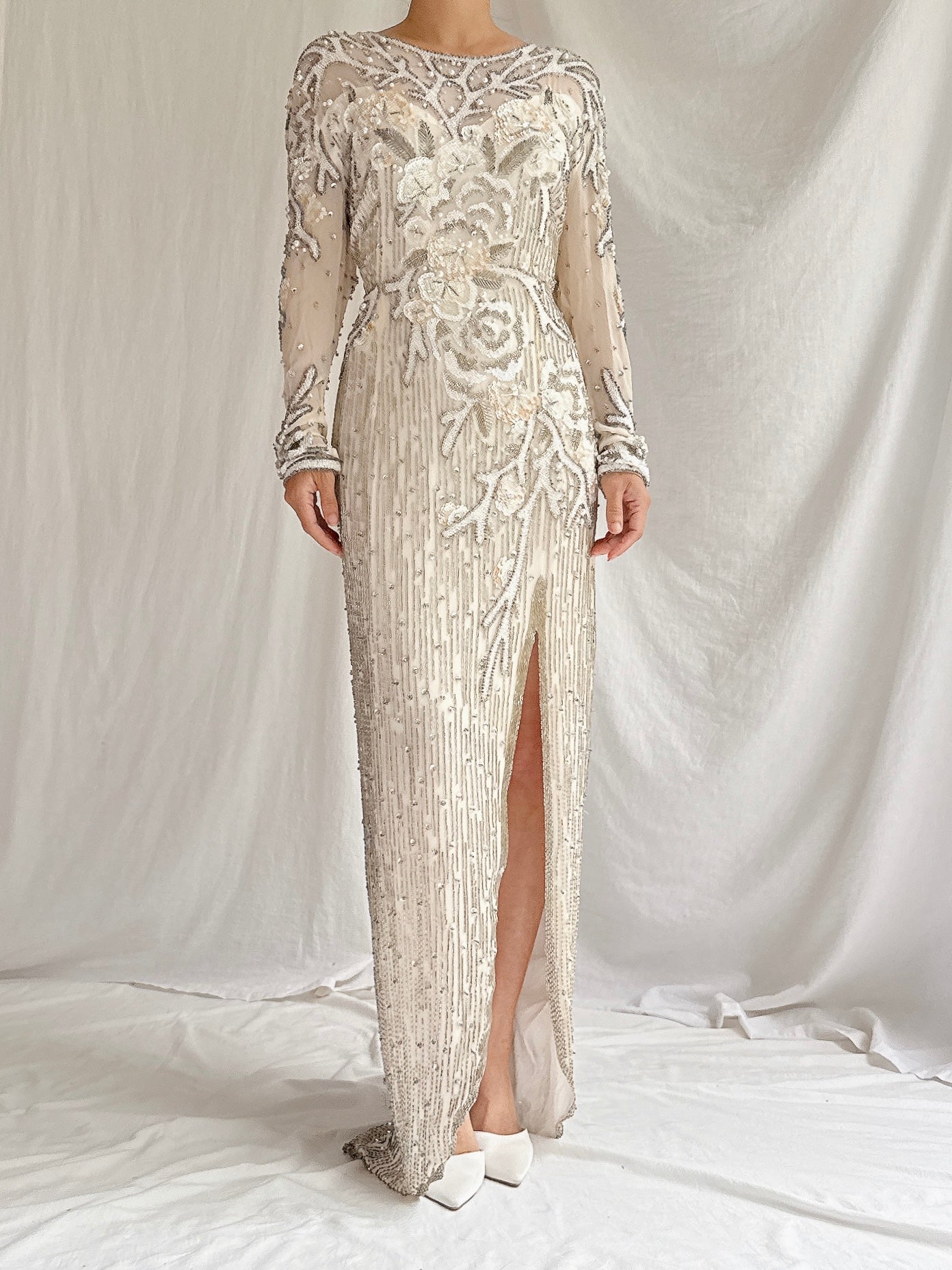 1980s Silk Beaded Gown - M