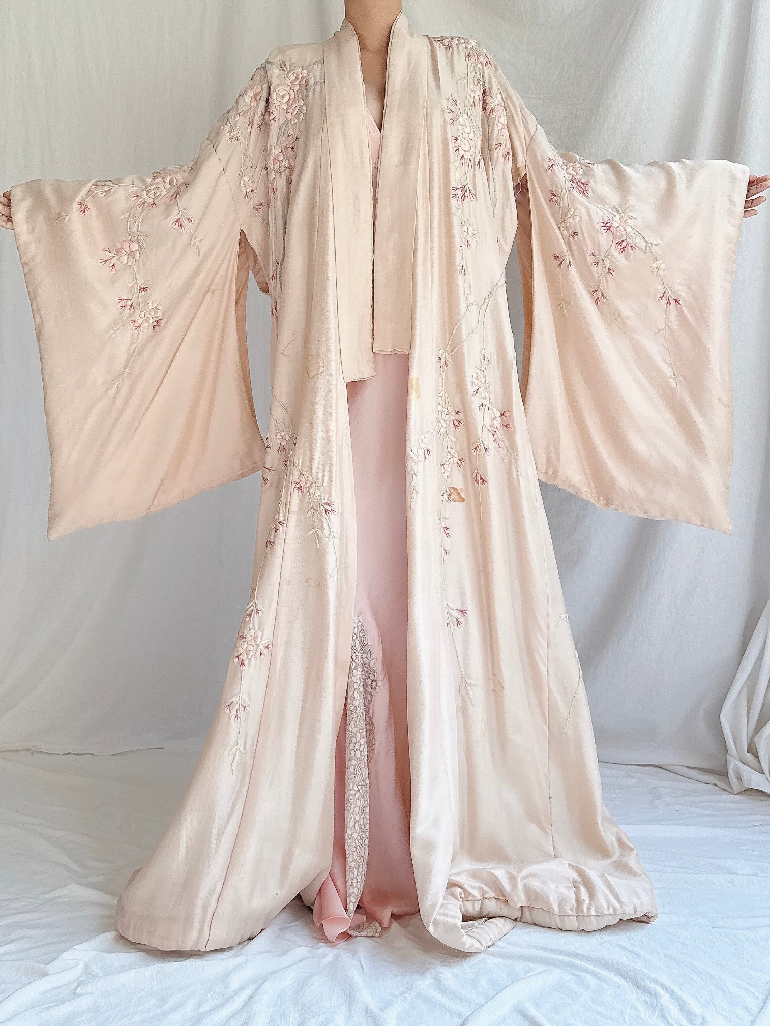 Antique Pink Cherry Blossom Kimono - OSFM